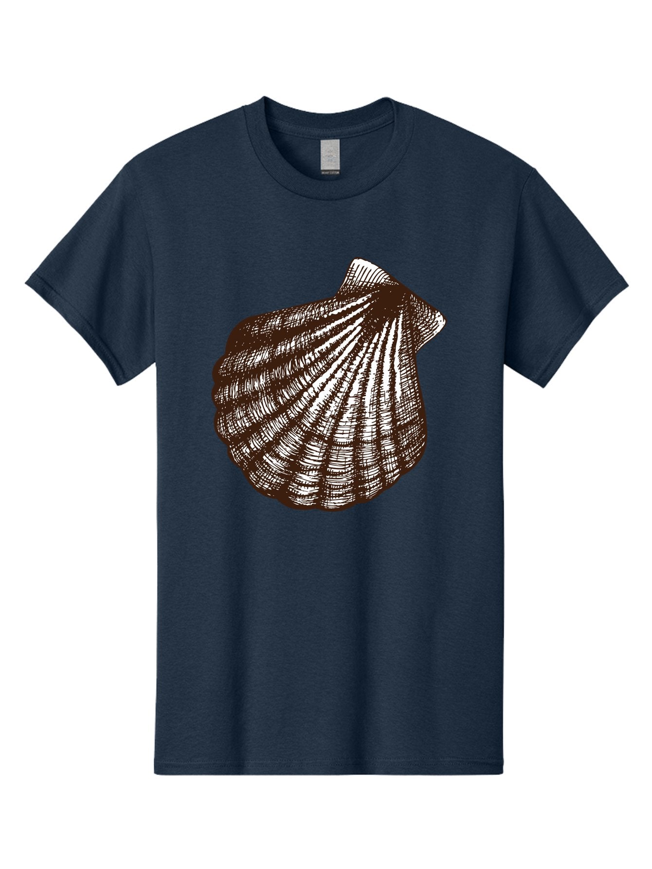 Scallop-Shell Men'S Graphic Tee, 100% Cotton, Comfortable Casual Summer Wear, Machine Washable, Scallop Shell, Seashell, Ocean Shell, Marine Life, Coastal Decor, Beachy Vibe, Shell Art, Detailed Illustration, Monochrome Design Aad749 7