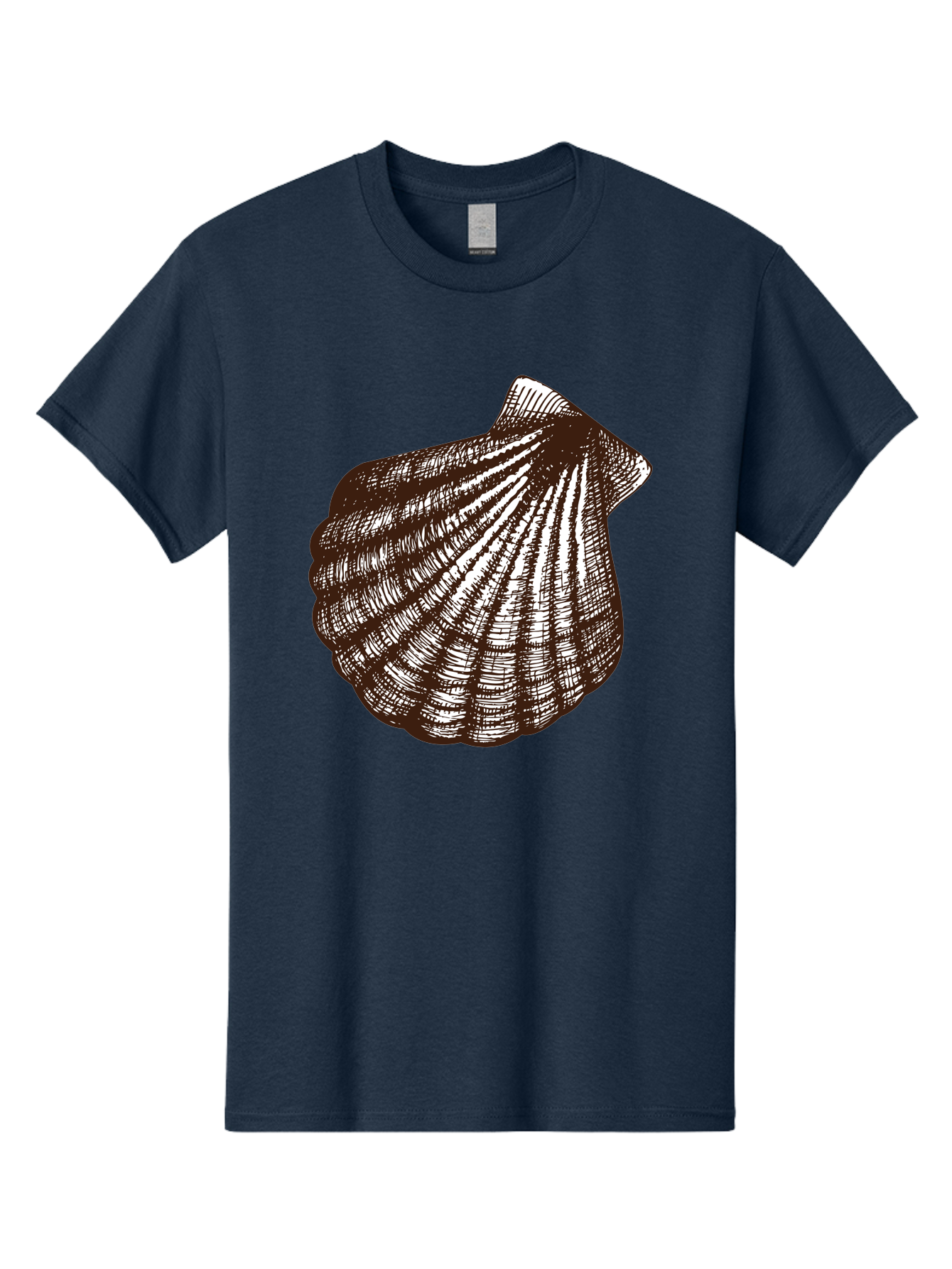 Scallop-Shell Men'S Graphic Tee, 100% Cotton, Comfortable Casual Summer Wear, Machine Washable, Scallop Shell, Seashell, Ocean Shell, Marine Life, Coastal Decor, Beachy Vibe, Shell Art, Detailed Illustration, Monochrome Design Aad749 25