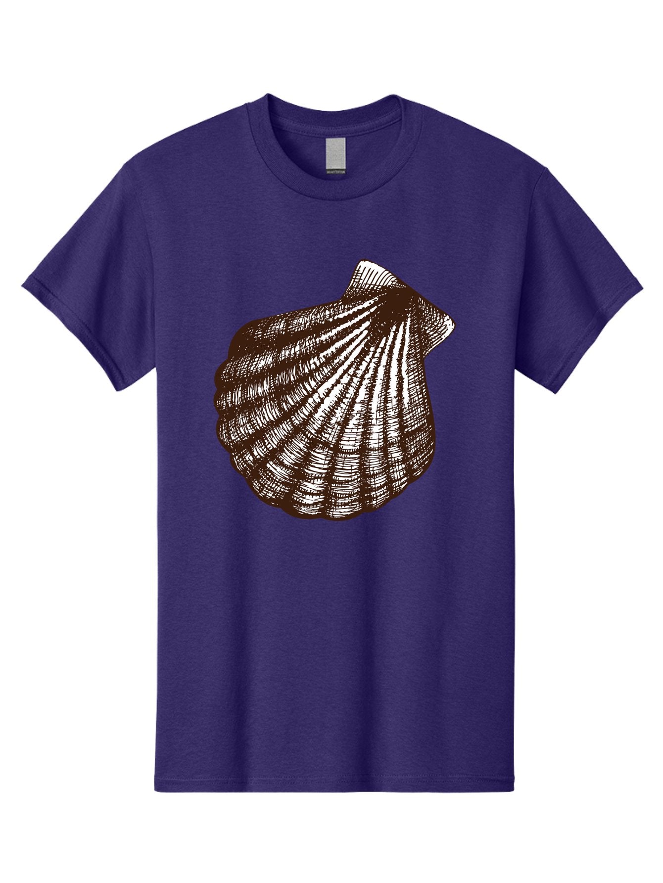 Scallop-Shell Men'S Graphic Tee, 100% Cotton, Comfortable Casual Summer Wear, Machine Washable, Scallop Shell, Seashell, Ocean Shell, Marine Life, Coastal Decor, Beachy Vibe, Shell Art, Detailed Illustration, Monochrome Design Aad749 9