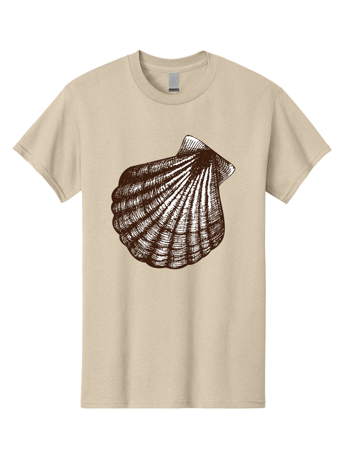 Scallop-Shell Men'S Graphic Tee, 100% Cotton, Comfortable Casual Summer Wear, Machine Washable, Scallop Shell, Seashell, Ocean Shell, Marine Life, Coastal Decor, Beachy Vibe, Shell Art, Detailed Illustration, Monochrome Design Aad749 10