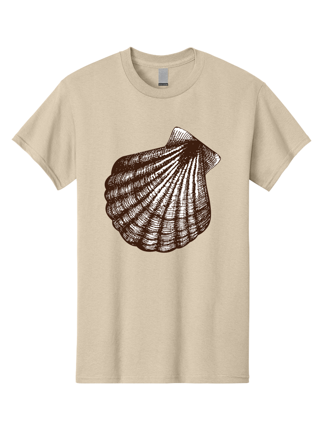 Scallop-Shell Men'S Graphic Tee, 100% Cotton, Comfortable Casual Summer Wear, Machine Washable, Scallop Shell, Seashell, Ocean Shell, Marine Life, Coastal Decor, Beachy Vibe, Shell Art, Detailed Illustration, Monochrome Design Aad749 27