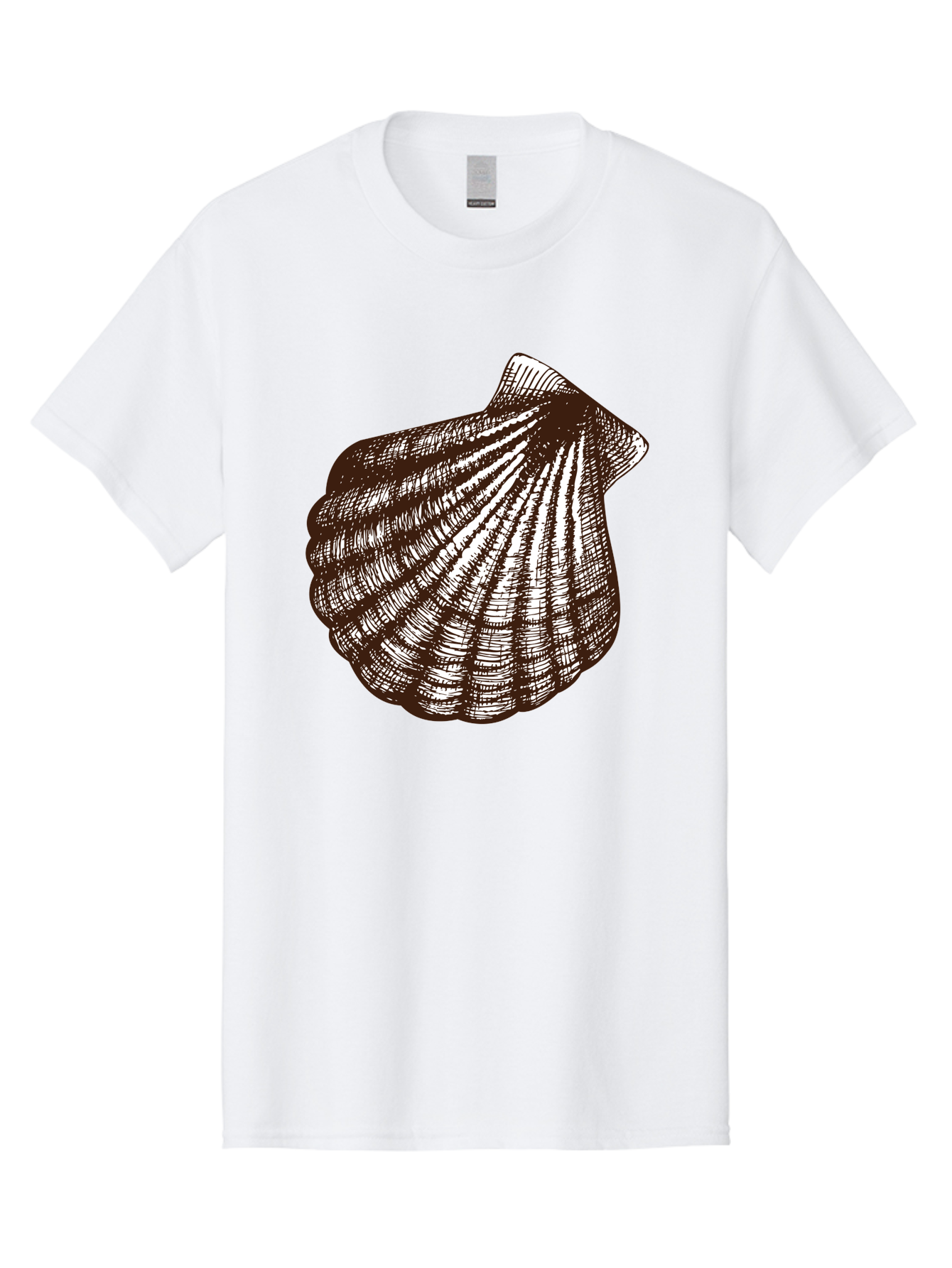 Scallop-Shell Men'S Graphic Tee, 100% Cotton, Comfortable Casual Summer Wear, Machine Washable, Scallop Shell, Seashell, Ocean Shell, Marine Life, Coastal Decor, Beachy Vibe, Shell Art, Detailed Illustration, Monochrome Design Aad749 15