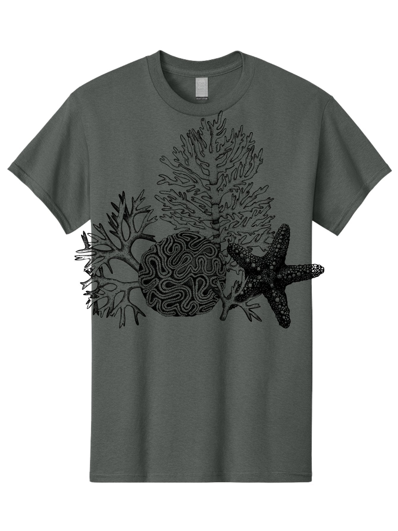 Sea-Turtle Men'S Graphic Tee, 100% Cotton, Comfortable Casual Summer Wear, Machine Washable, Brain Illustration, Coral Reef, Starfish, Ocean Life, Sea Creatures, Underwater World, Marine Biology, Neurological Art, Abstract Design, Aad751 8