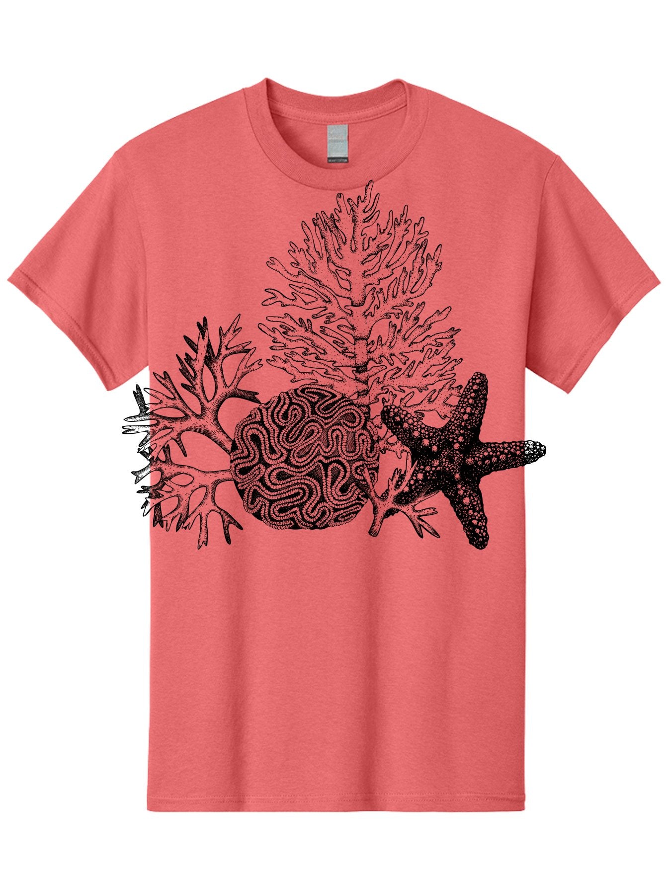 Sea-Turtle Men'S Graphic Tee, 100% Cotton, Comfortable Casual Summer Wear, Machine Washable, Brain Illustration, Coral Reef, Starfish, Ocean Life, Sea Creatures, Underwater World, Marine Biology, Neurological Art, Abstract Design, Aad751 5
