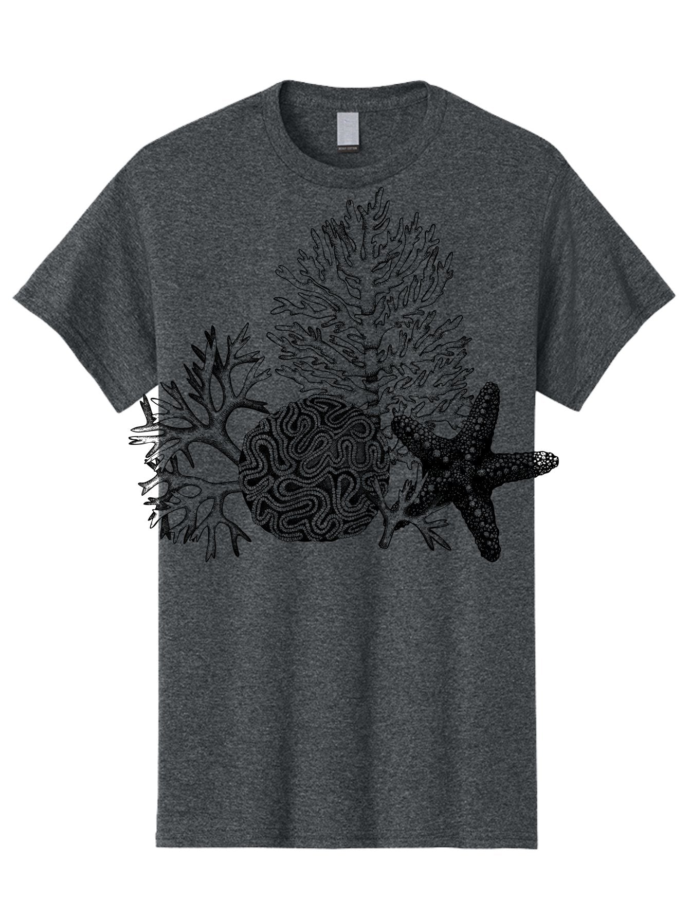 Sea-Turtle Men'S Graphic Tee, 100% Cotton, Comfortable Casual Summer Wear, Machine Washable, Brain Illustration, Coral Reef, Starfish, Ocean Life, Sea Creatures, Underwater World, Marine Biology, Neurological Art, Abstract Design, Aad751 10