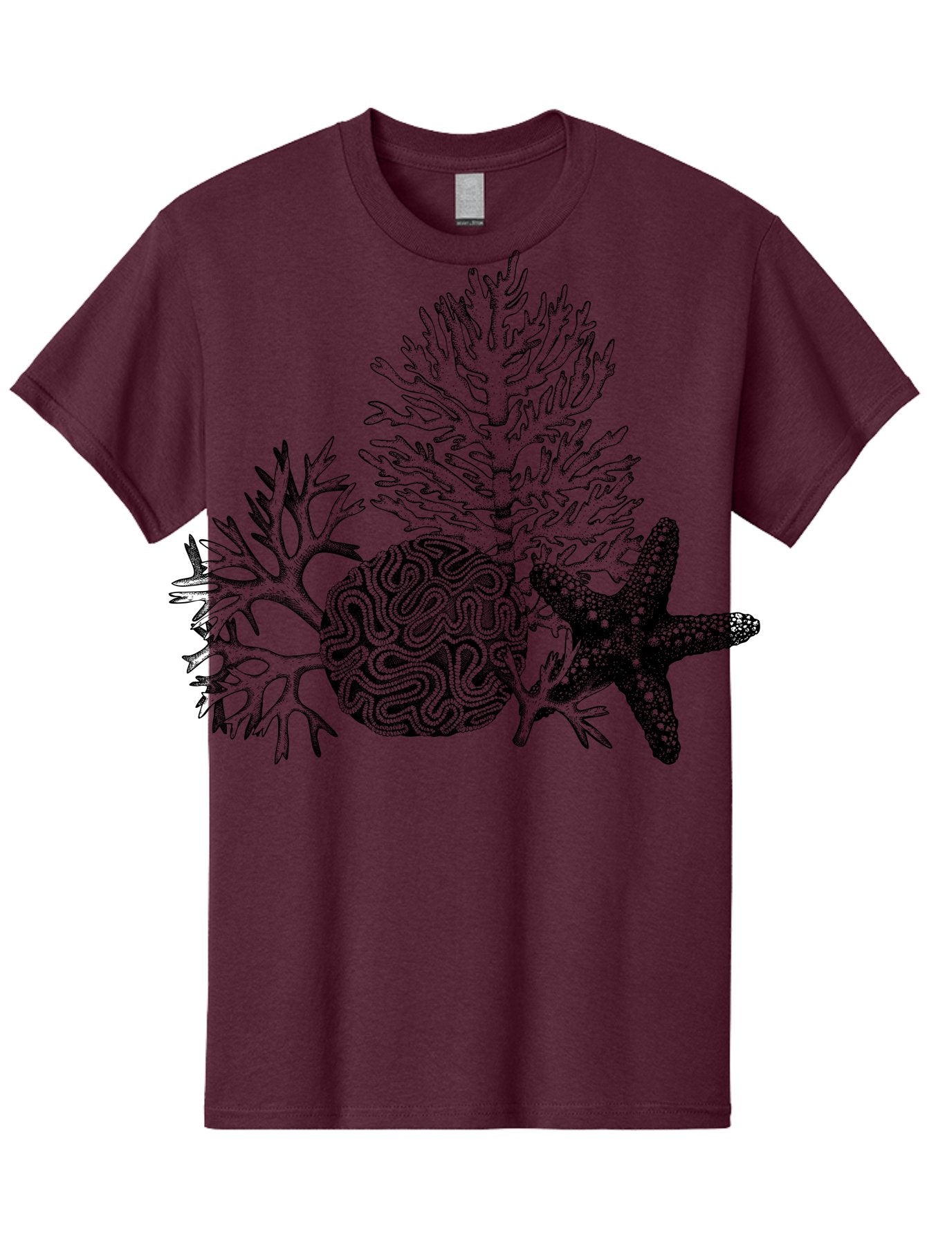 Sea-Turtle Men'S Graphic Tee, 100% Cotton, Comfortable Casual Summer Wear, Machine Washable, Brain Illustration, Coral Reef, Starfish, Ocean Life, Sea Creatures, Underwater World, Marine Biology, Neurological Art, Abstract Design, Aad751 13