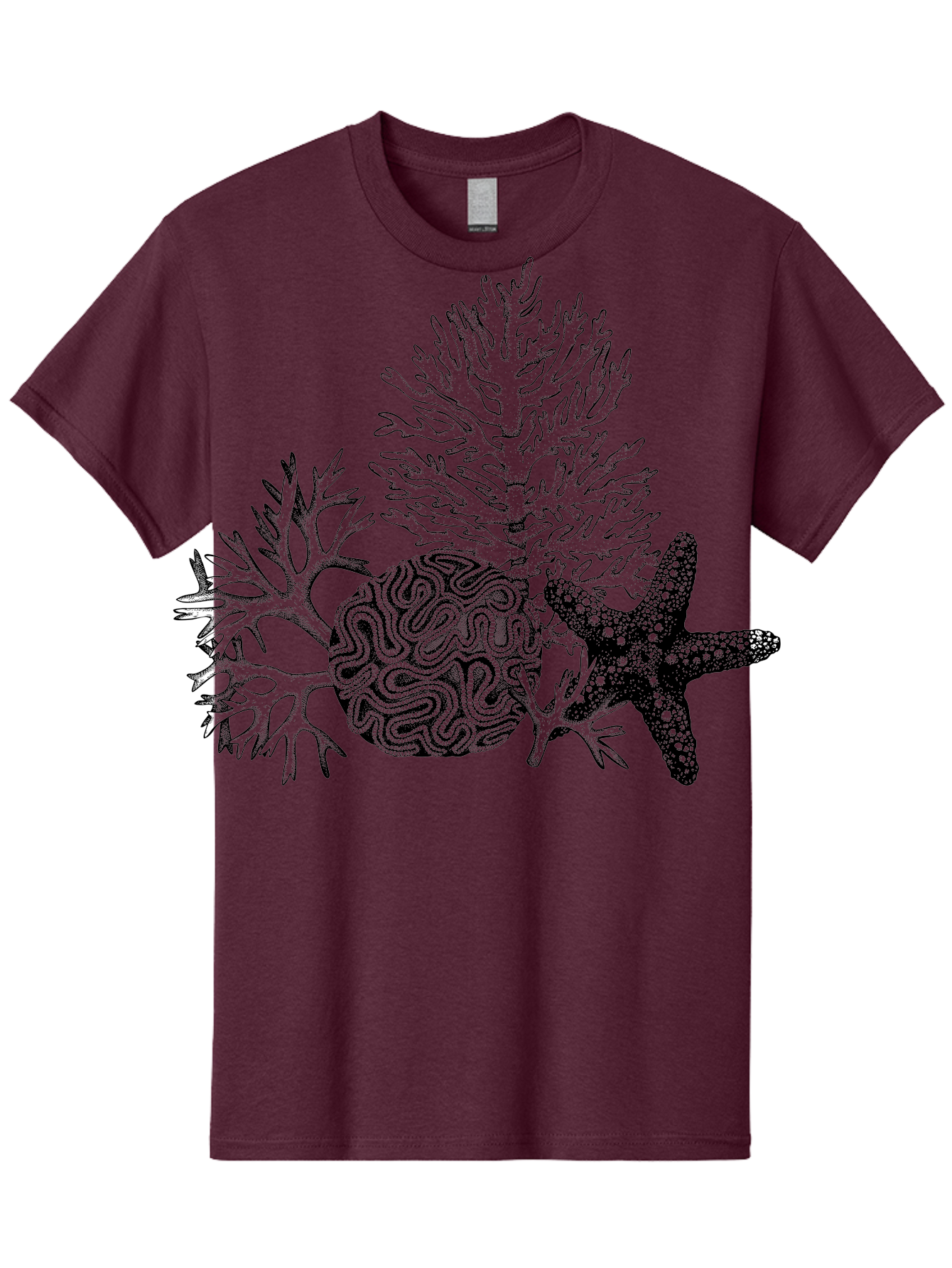 Sea-Turtle Men'S Graphic Tee, 100% Cotton, Comfortable Casual Summer Wear, Machine Washable, Brain Illustration, Coral Reef, Starfish, Ocean Life, Sea Creatures, Underwater World, Marine Biology, Neurological Art, Abstract Design, Aad751 29