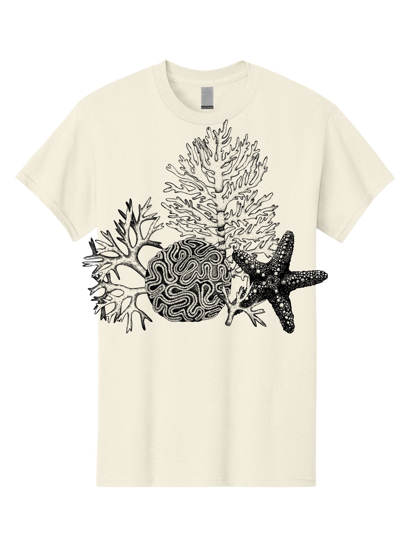 Sea-Turtle Men'S Graphic Tee, 100% Cotton, Comfortable Casual Summer Wear, Machine Washable, Brain Illustration, Coral Reef, Starfish, Ocean Life, Sea Creatures, Underwater World, Marine Biology, Neurological Art, Abstract Design, Aad751 11