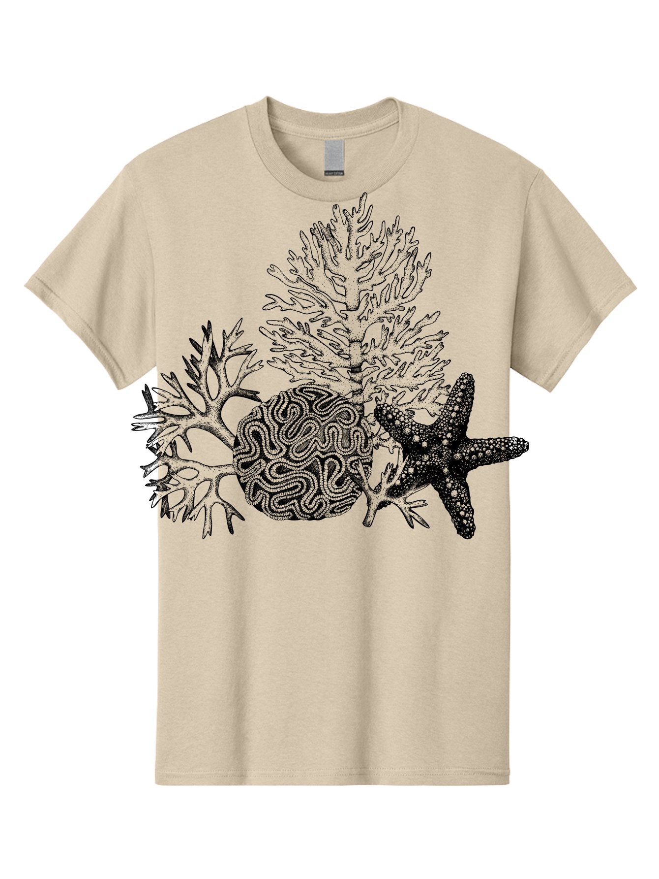 Sea-Turtle Men'S Graphic Tee, 100% Cotton, Comfortable Casual Summer Wear, Machine Washable, Brain Illustration, Coral Reef, Starfish, Ocean Life, Sea Creatures, Underwater World, Marine Biology, Neurological Art, Abstract Design, Aad751 9