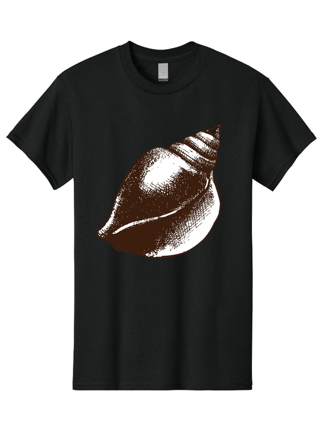 Seashell Men'S Graphic Tee, 100% Cotton, Comfortable Casual Summer Wear, Machine Washable, Vintage Seashell, Marine Life, Ocean Treasures, Coastal Decor, Classic Illustration, Monochrome Art, Textured Shell, Retro Style, Detailed Drawing, Aad752 14