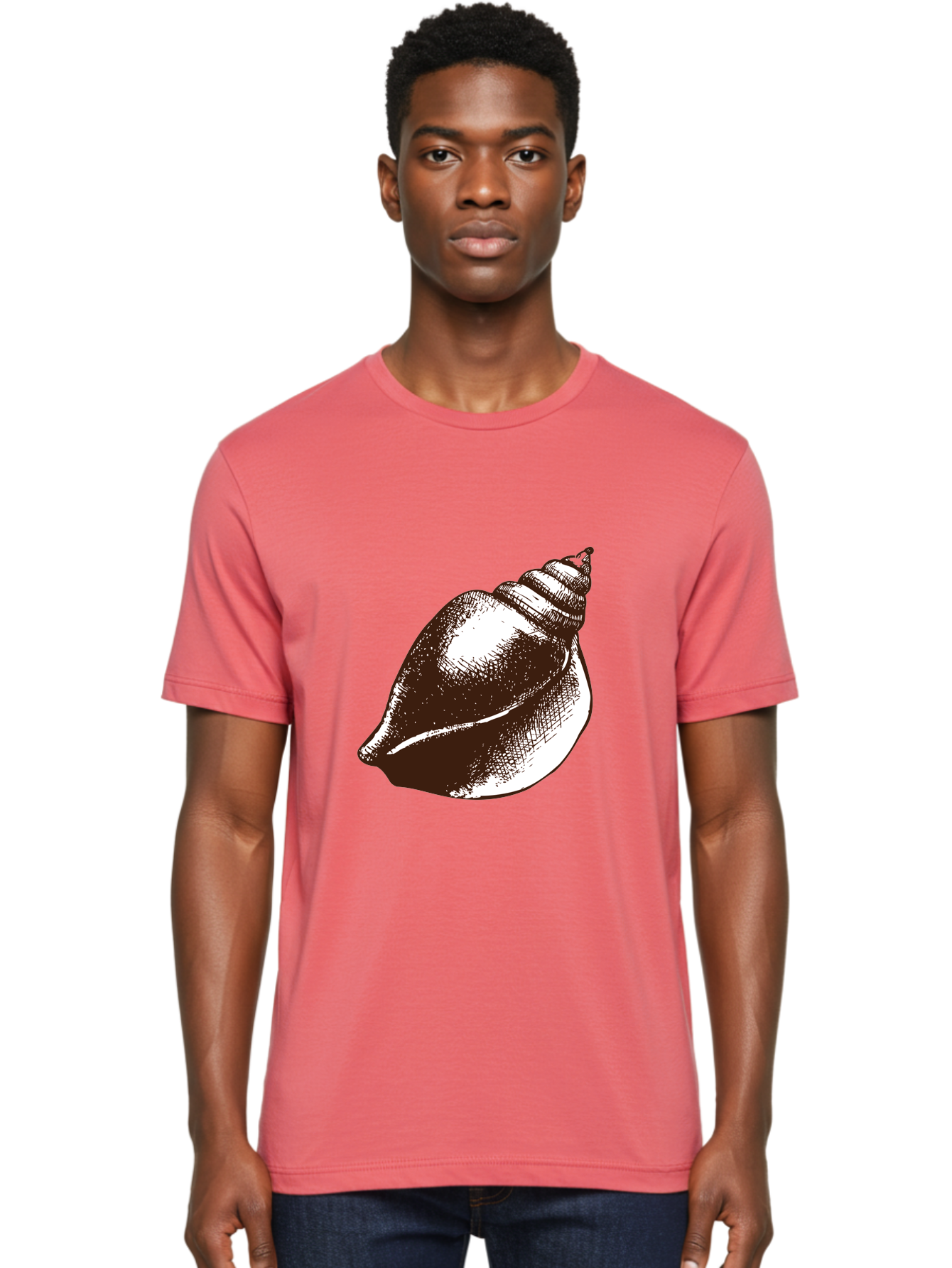 Seashell Men'S Graphic Tee, 100% Cotton, Comfortable Casual Summer Wear, Machine Washable, Vintage Seashell, Marine Life, Ocean Treasures, Coastal Decor, Classic Illustration, Monochrome Art, Textured Shell, Retro Style, Detailed Drawing, Aad752 26