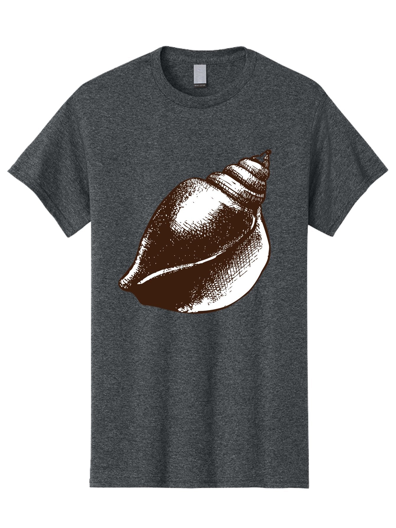 Seashell Men'S Graphic Tee, 100% Cotton, Comfortable Casual Summer Wear, Machine Washable, Vintage Seashell, Marine Life, Ocean Treasures, Coastal Decor, Classic Illustration, Monochrome Art, Textured Shell, Retro Style, Detailed Drawing, Aad752