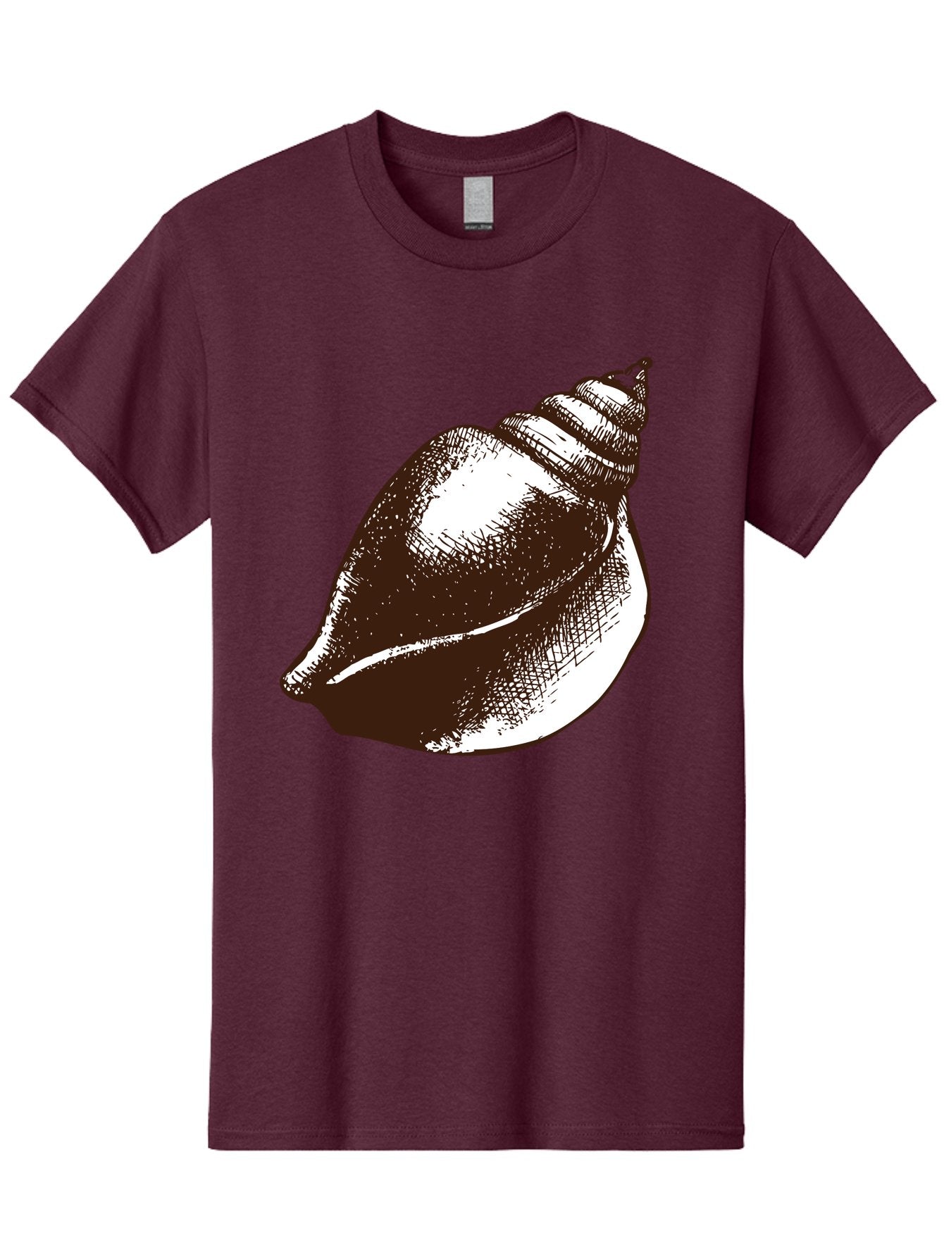 Seashell Men'S Graphic Tee, 100% Cotton, Comfortable Casual Summer Wear, Machine Washable, Vintage Seashell, Marine Life, Ocean Treasures, Coastal Decor, Classic Illustration, Monochrome Art, Textured Shell, Retro Style, Detailed Drawing, Aad752 3