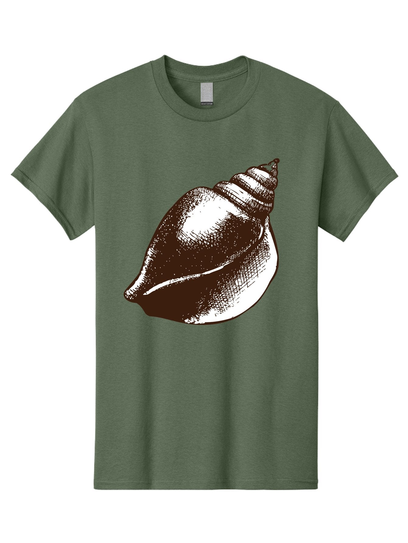 Seashell Men'S Graphic Tee, 100% Cotton, Comfortable Casual Summer Wear, Machine Washable, Vintage Seashell, Marine Life, Ocean Treasures, Coastal Decor, Classic Illustration, Monochrome Art, Textured Shell, Retro Style, Detailed Drawing, Aad752