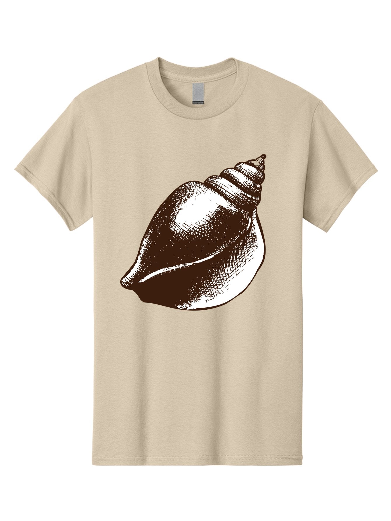 Seashell Men'S Graphic Tee, 100% Cotton, Comfortable Casual Summer Wear, Machine Washable, Vintage Seashell, Marine Life, Ocean Treasures, Coastal Decor, Classic Illustration, Monochrome Art, Textured Shell, Retro Style, Detailed Drawing, Aad752 4