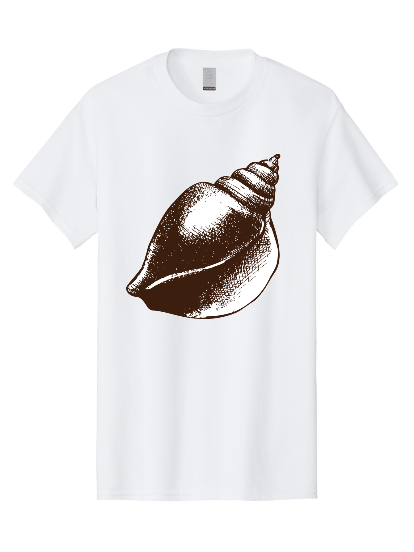 Seashell Men'S Graphic Tee, 100% Cotton, Comfortable Casual Summer Wear, Machine Washable, Vintage Seashell, Marine Life, Ocean Treasures, Coastal Decor, Classic Illustration, Monochrome Art, Textured Shell, Retro Style, Detailed Drawing, Aad752