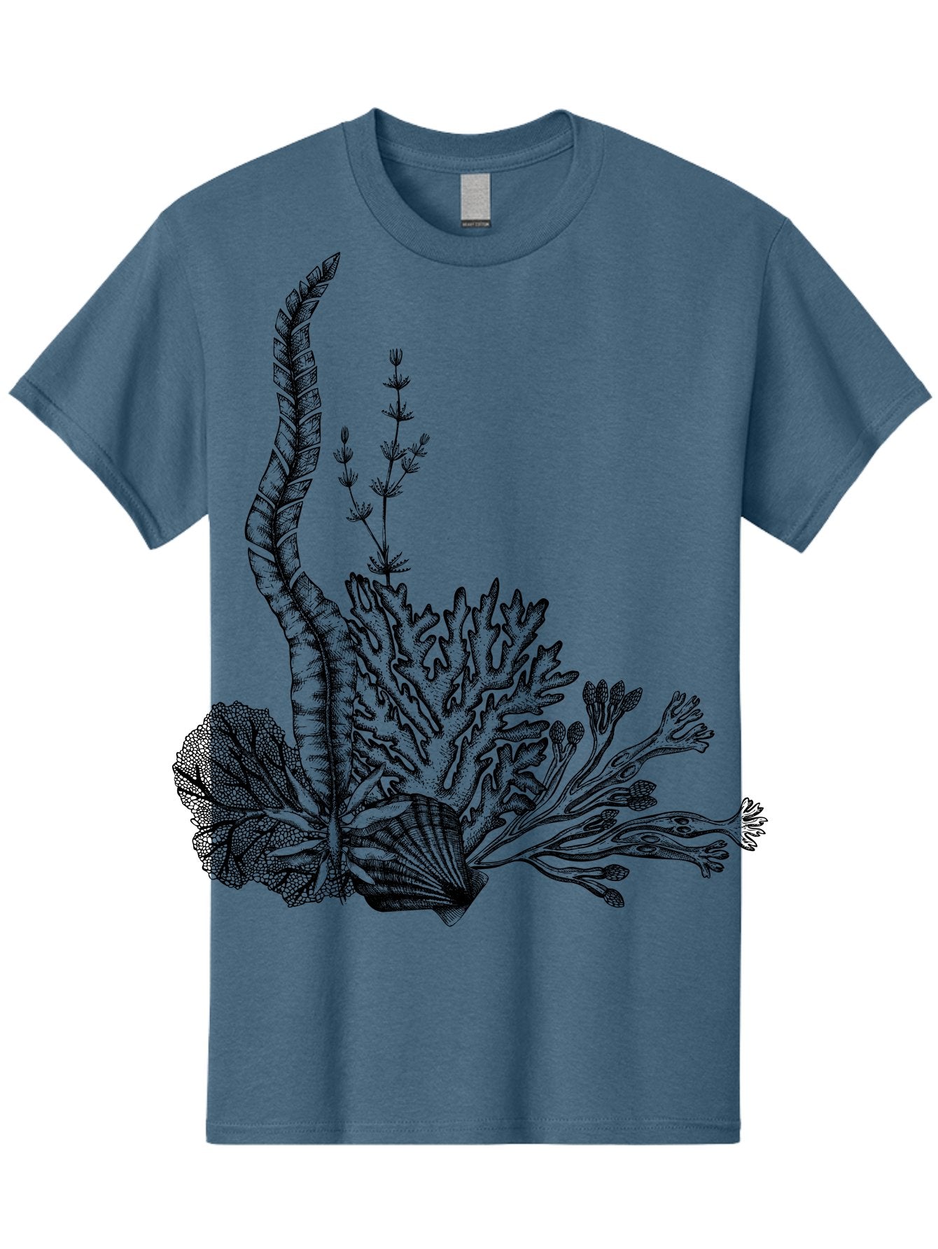 Seaweed-Illustration Men'S Graphic Tee, 100% Cotton, Comfortable Casual Summer Wear, Machine Washable, Detailed Seaweed, Oceanic Foliage, Black Ink Illustration, Floral Seaweed, Underwater Scenery, Marine Life, Botanical Art Aad753 12