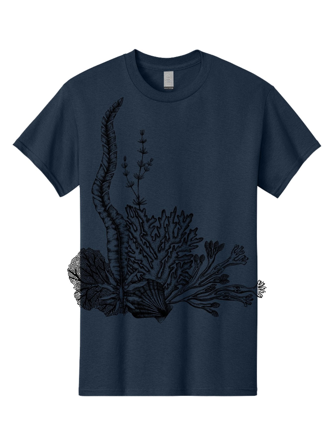 Seaweed-Illustration Men'S Graphic Tee, 100% Cotton, Comfortable Casual Summer Wear, Machine Washable, Detailed Seaweed, Oceanic Foliage, Black Ink Illustration, Floral Seaweed, Underwater Scenery, Marine Life, Botanical Art Aad753 10