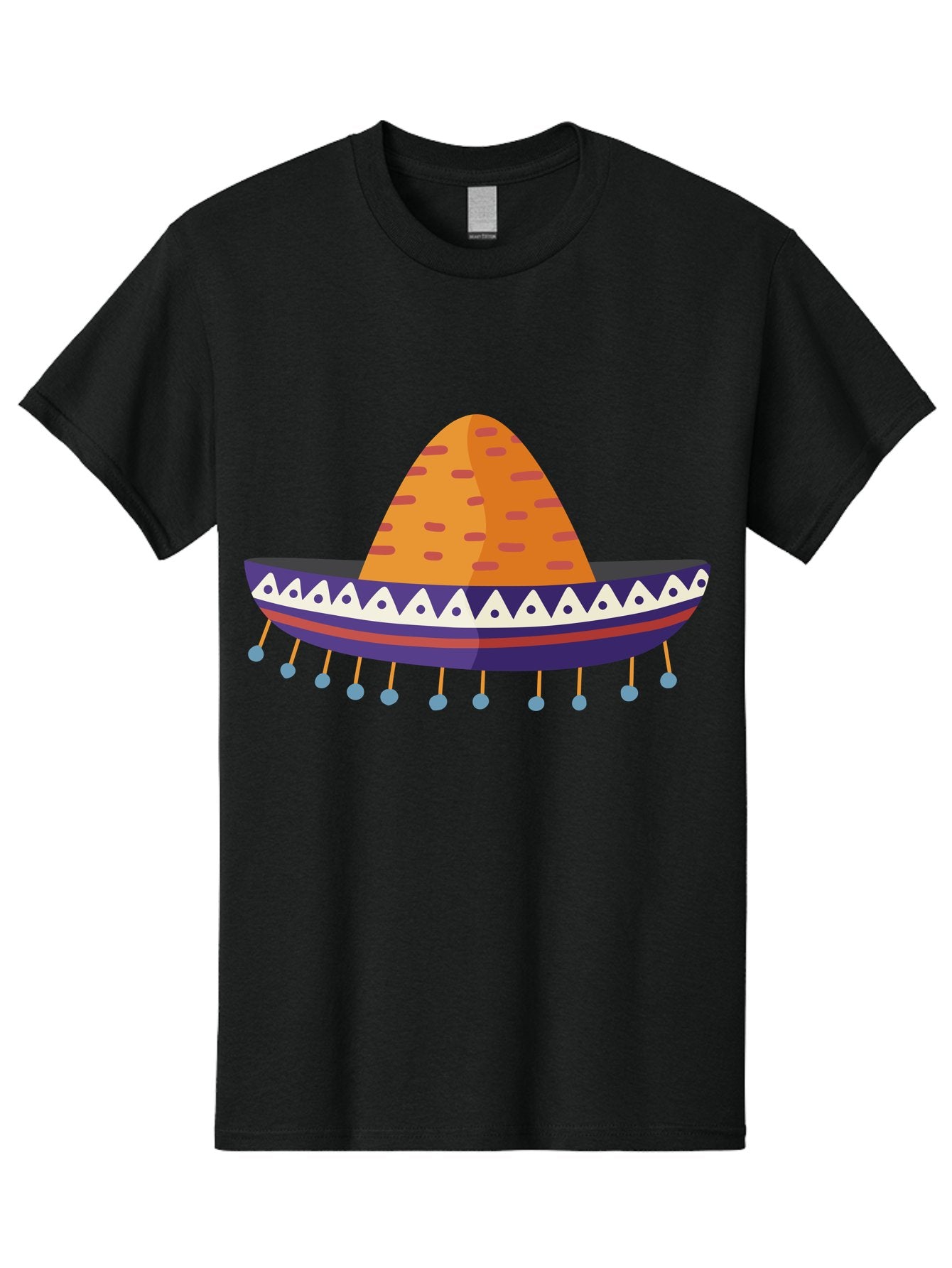 Sombrero-1 Men'S Graphic Tee, 100% Cotton, Comfortable Casual Summer Wear, Machine Washable, Traditional Mexican Hat, Vibrant Colors, Festive Atmosphere, Cultural Heritage, Colorful Tassels, Decorative Design, Latin American Style, Aad756 5