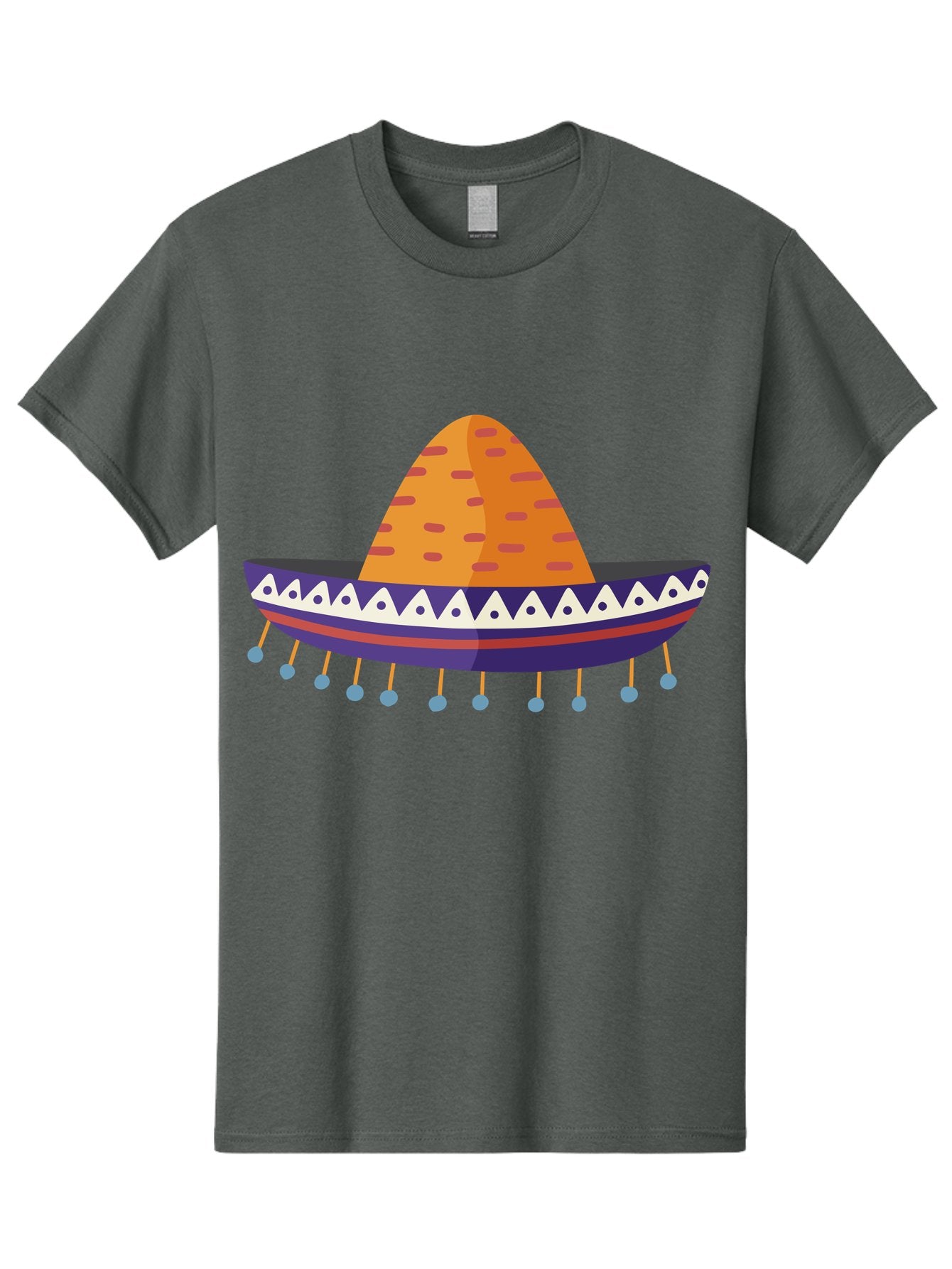 Sombrero-1 Men'S Graphic Tee, 100% Cotton, Comfortable Casual Summer Wear, Machine Washable, Traditional Mexican Hat, Vibrant Colors, Festive Atmosphere, Cultural Heritage, Colorful Tassels, Decorative Design, Latin American Style, Aad756 7
