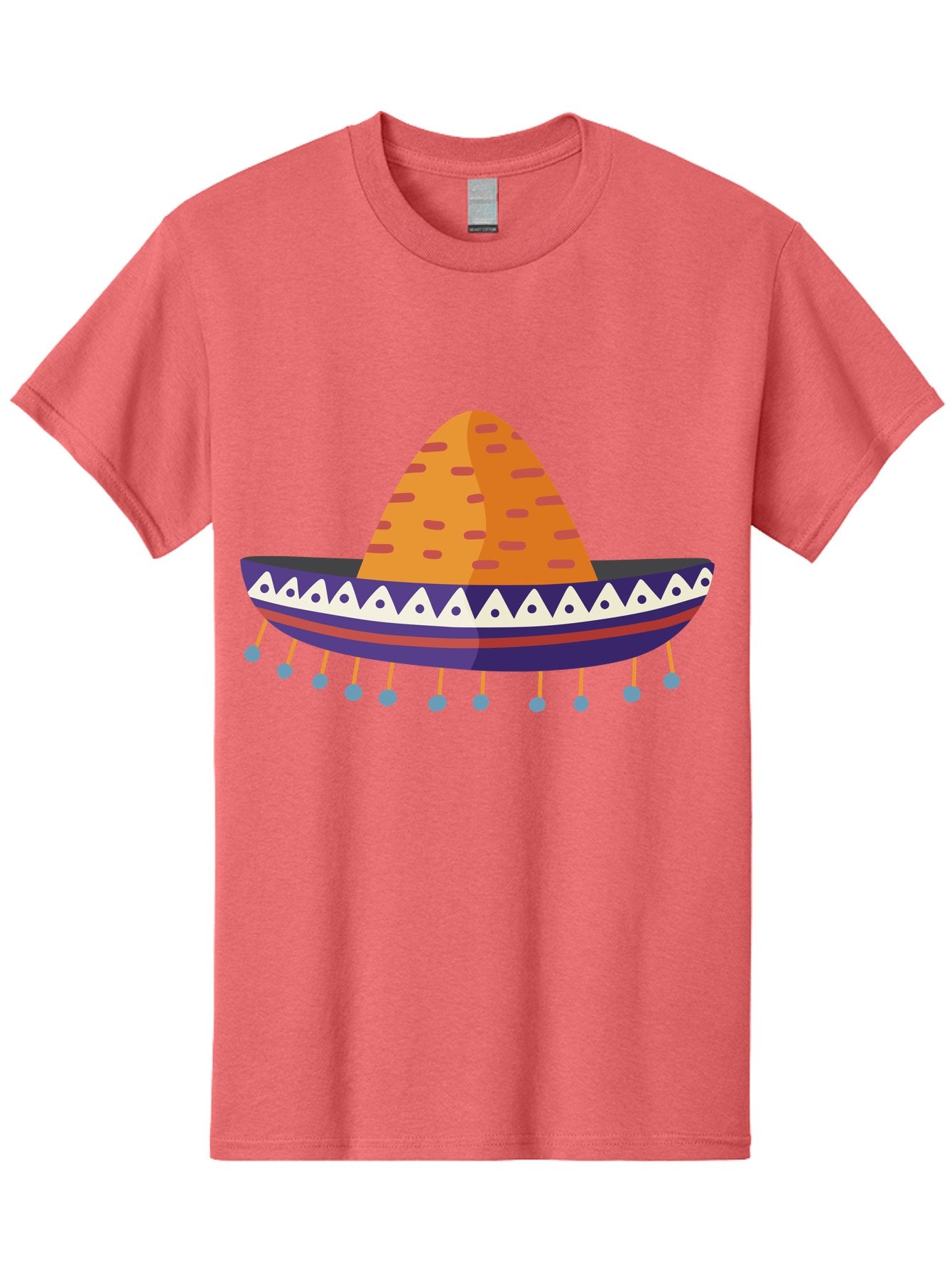 Sombrero-1 Men'S Graphic Tee, 100% Cotton, Comfortable Casual Summer Wear, Machine Washable, Traditional Mexican Hat, Vibrant Colors, Festive Atmosphere, Cultural Heritage, Colorful Tassels, Decorative Design, Latin American Style, Aad756 3