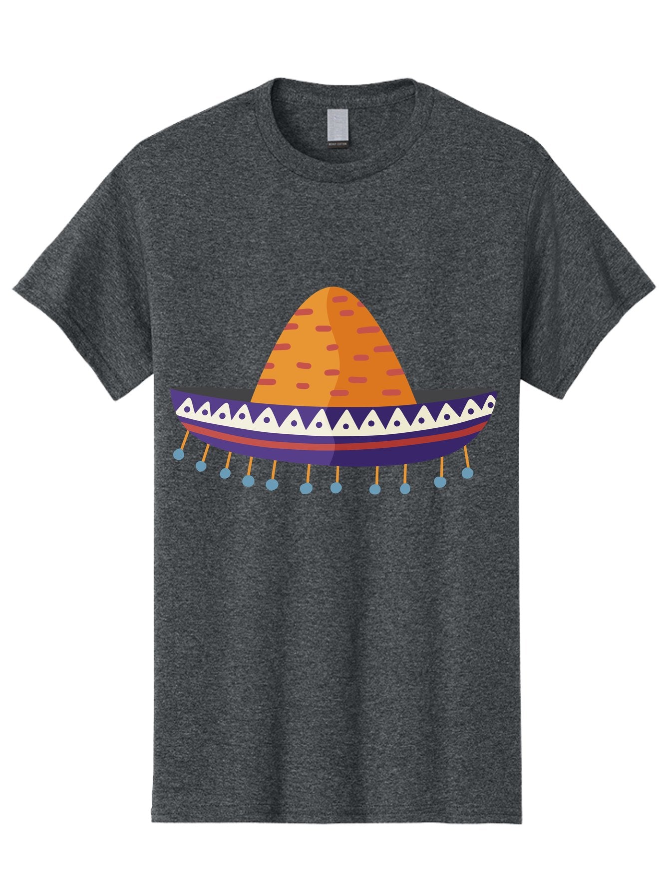 Sombrero-1 Men'S Graphic Tee, 100% Cotton, Comfortable Casual Summer Wear, Machine Washable, Traditional Mexican Hat, Vibrant Colors, Festive Atmosphere, Cultural Heritage, Colorful Tassels, Decorative Design, Latin American Style, Aad756 12