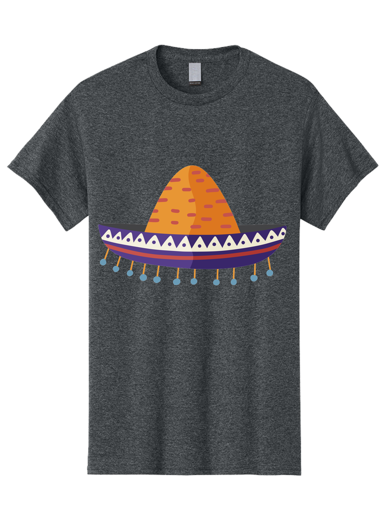 Sombrero-1 Men'S Graphic Tee, 100% Cotton, Comfortable Casual Summer Wear, Machine Washable, Traditional Mexican Hat, Vibrant Colors, Festive Atmosphere, Cultural Heritage, Colorful Tassels, Decorative Design, Latin American Style, Aad756 5