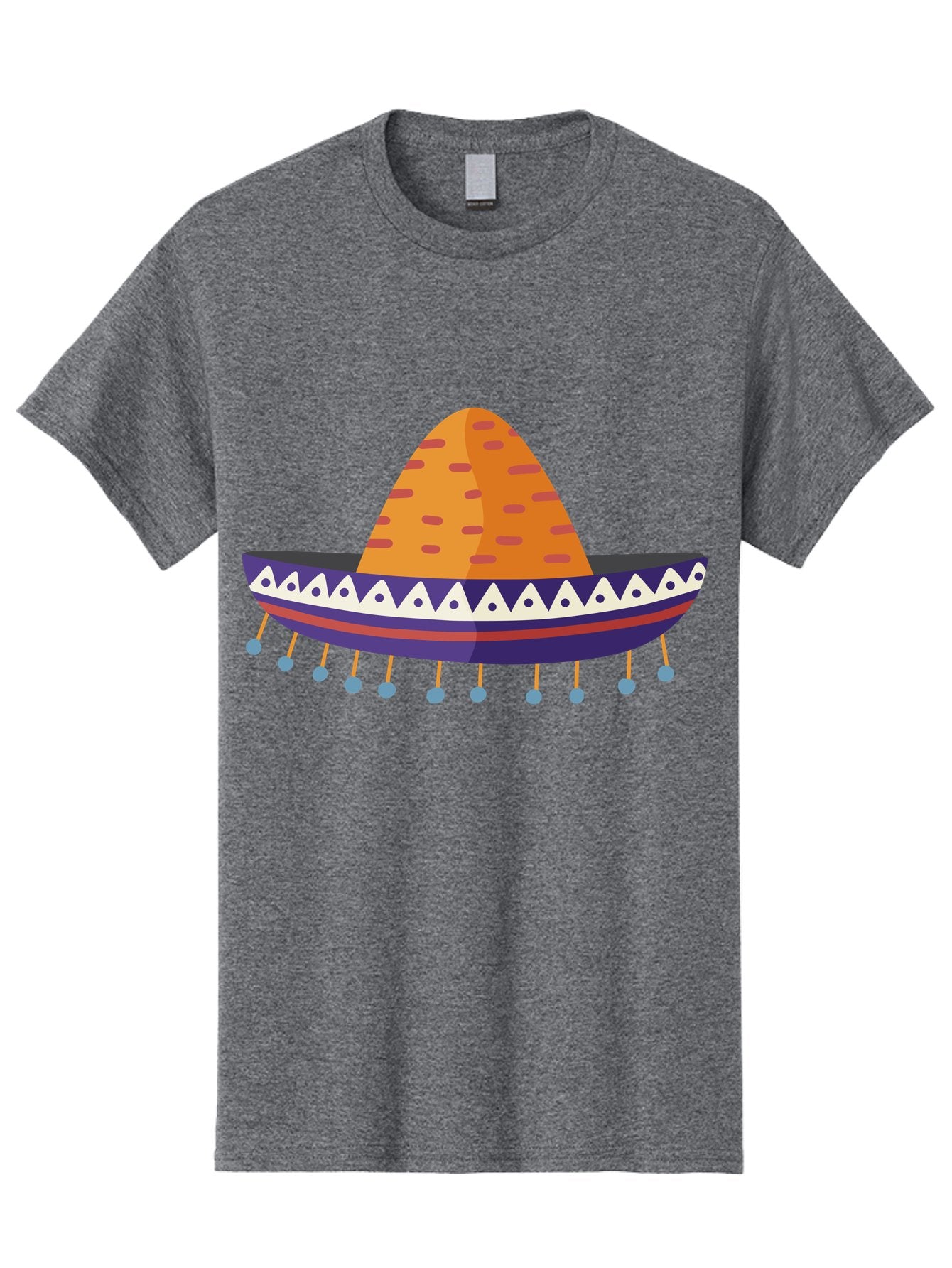 Sombrero-1 Men'S Graphic Tee, 100% Cotton, Comfortable Casual Summer Wear, Machine Washable, Traditional Mexican Hat, Vibrant Colors, Festive Atmosphere, Cultural Heritage, Colorful Tassels, Decorative Design, Latin American Style, Aad756 13