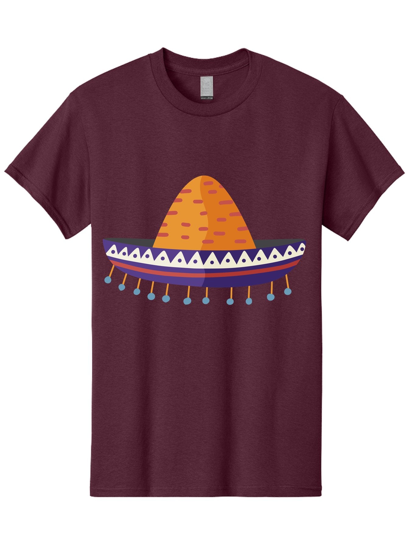 Sombrero-1 Men'S Graphic Tee, 100% Cotton, Comfortable Casual Summer Wear, Machine Washable, Traditional Mexican Hat, Vibrant Colors, Festive Atmosphere, Cultural Heritage, Colorful Tassels, Decorative Design, Latin American Style, Aad756 11