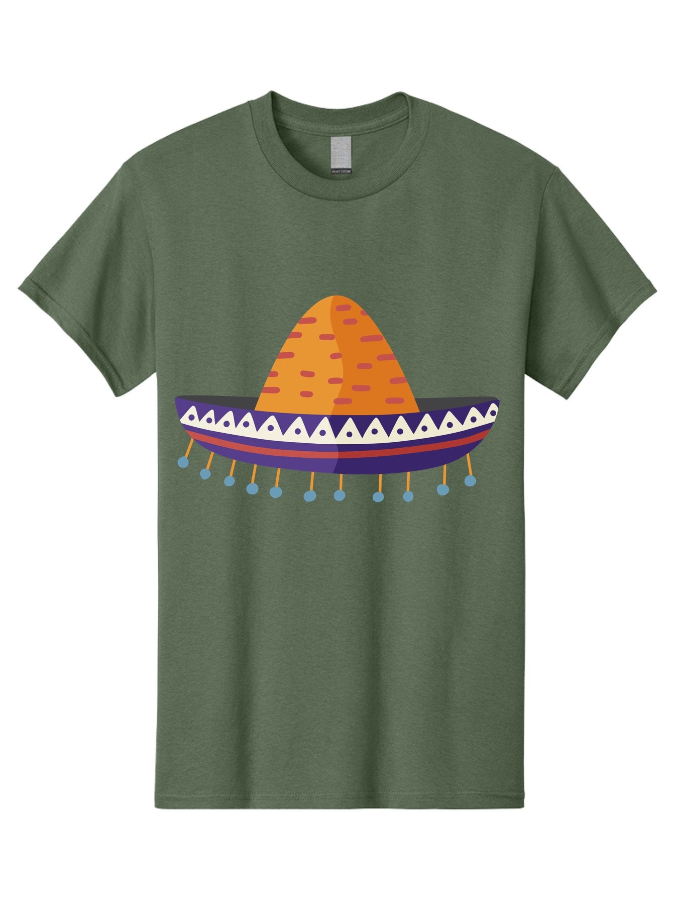 Sombrero-1 Men'S Graphic Tee, 100% Cotton, Comfortable Casual Summer Wear, Machine Washable, Traditional Mexican Hat, Vibrant Colors, Festive Atmosphere, Cultural Heritage, Colorful Tassels, Decorative Design, Latin American Style, Aad756 6