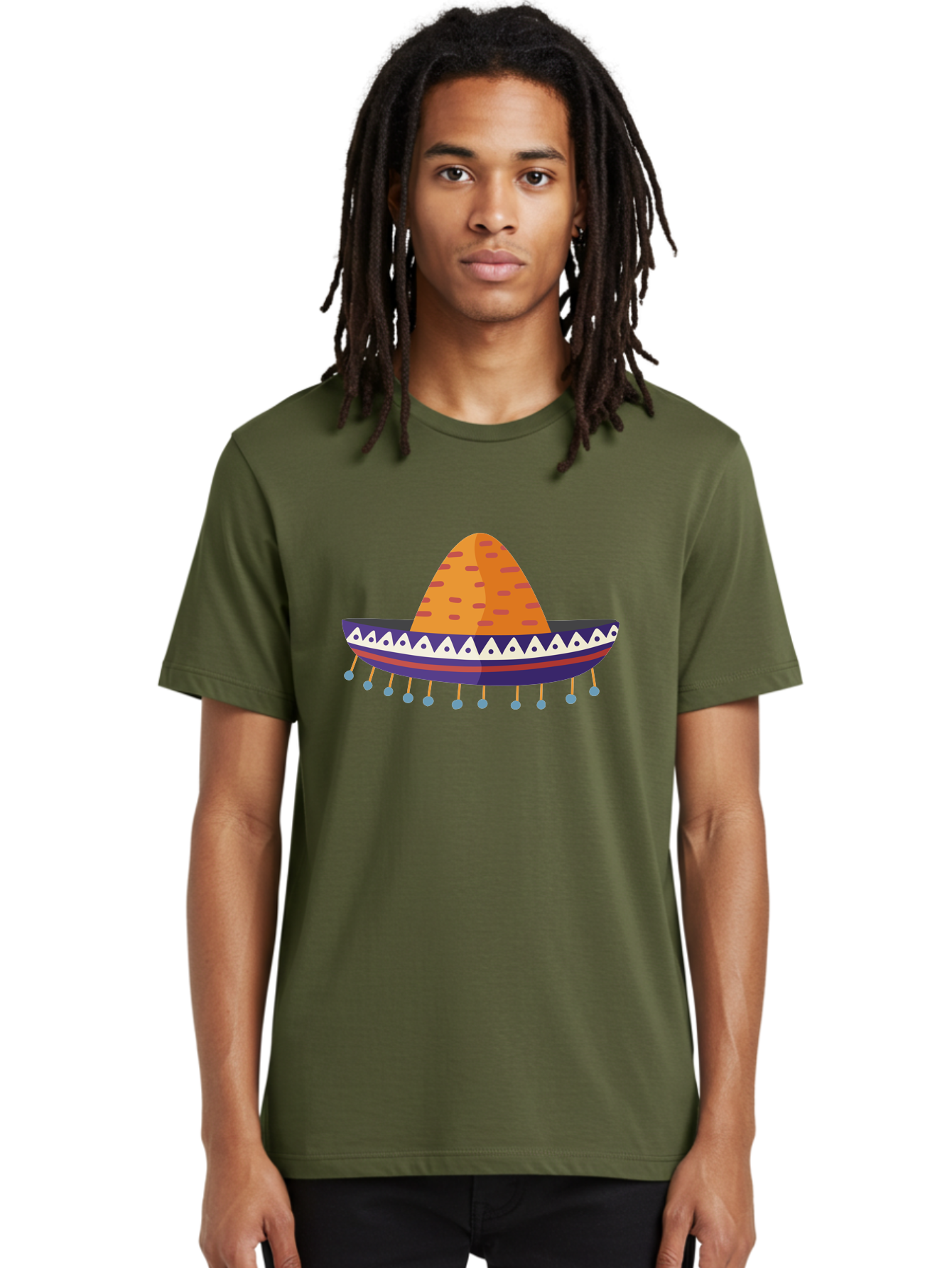 Sombrero-1 Men'S Graphic Tee, 100% Cotton, Comfortable Casual Summer Wear, Machine Washable, Traditional Mexican Hat, Vibrant Colors, Festive Atmosphere, Cultural Heritage, Colorful Tassels, Decorative Design, Latin American Style, Aad756 14