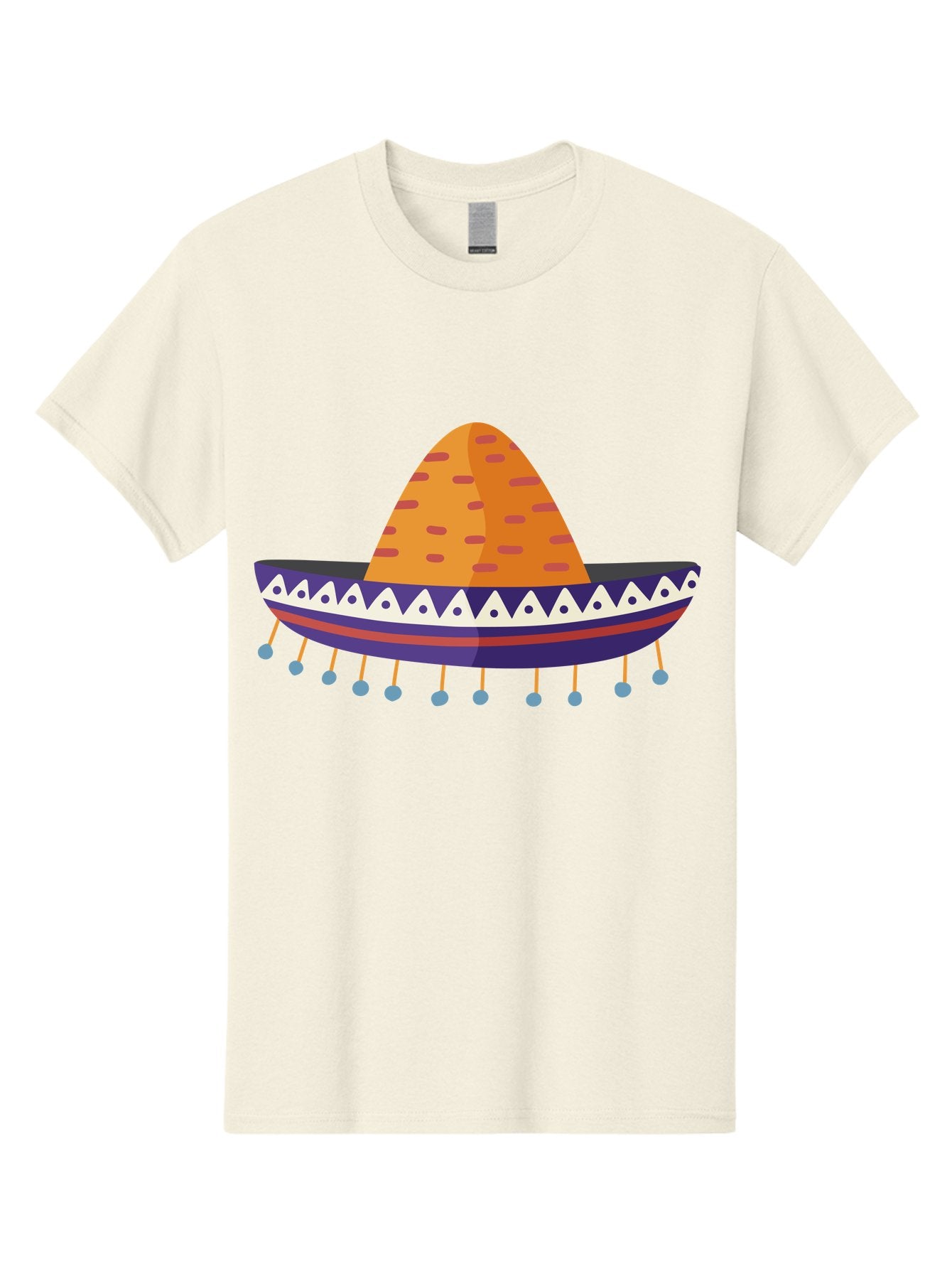 Sombrero-1 Men'S Graphic Tee, 100% Cotton, Comfortable Casual Summer Wear, Machine Washable, Traditional Mexican Hat, Vibrant Colors, Festive Atmosphere, Cultural Heritage, Colorful Tassels, Decorative Design, Latin American Style, Aad756