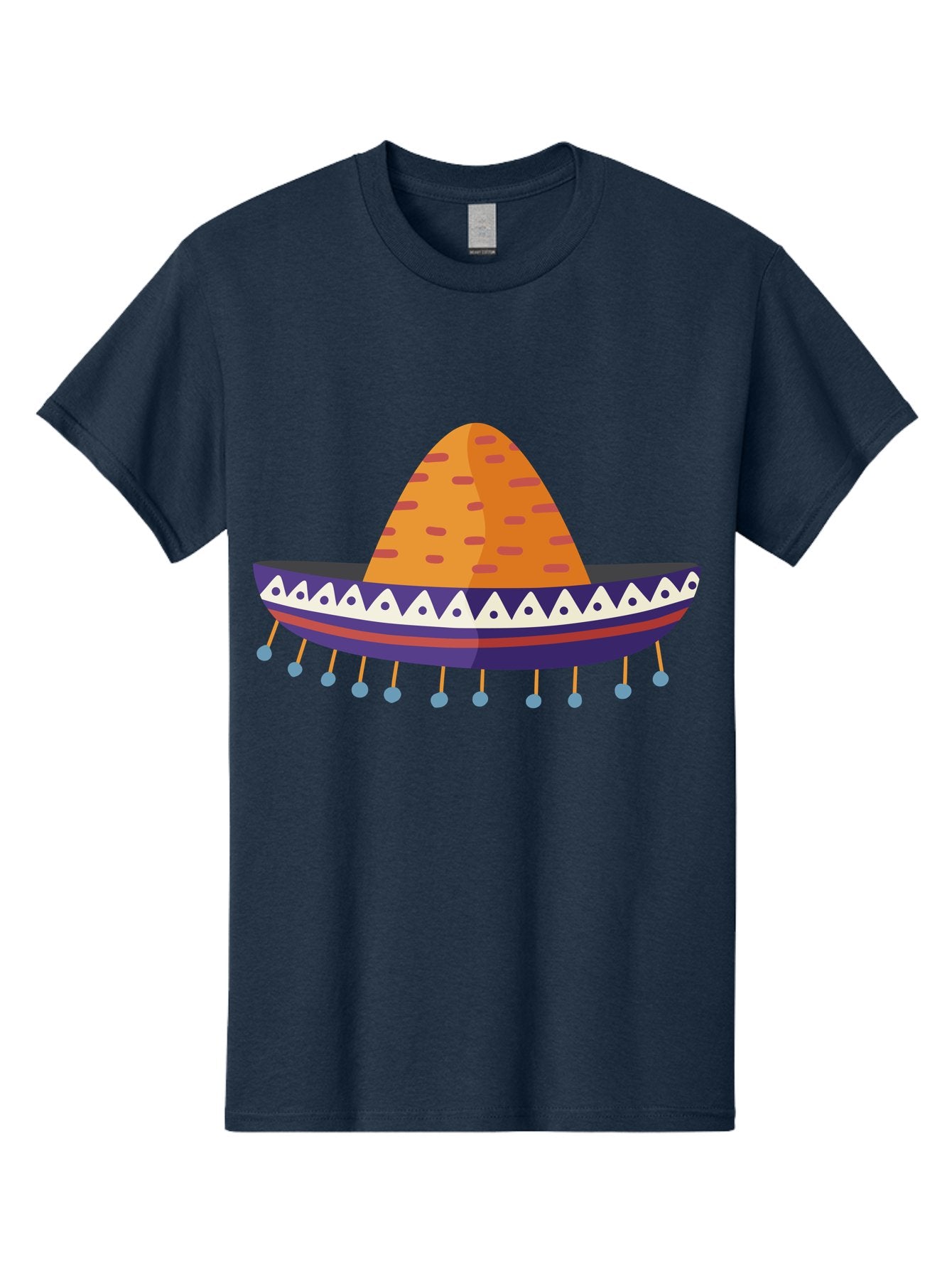 Sombrero-1 Men'S Graphic Tee, 100% Cotton, Comfortable Casual Summer Wear, Machine Washable, Traditional Mexican Hat, Vibrant Colors, Festive Atmosphere, Cultural Heritage, Colorful Tassels, Decorative Design, Latin American Style, Aad756