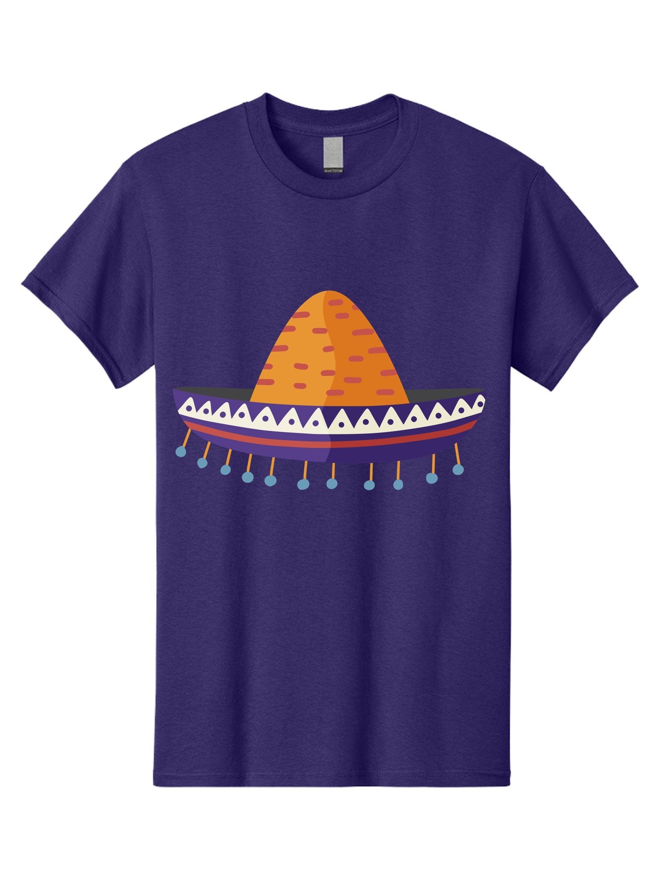 Sombrero-1 Men'S Graphic Tee, 100% Cotton, Comfortable Casual Summer Wear, Machine Washable, Traditional Mexican Hat, Vibrant Colors, Festive Atmosphere, Cultural Heritage, Colorful Tassels, Decorative Design, Latin American Style, Aad756 10