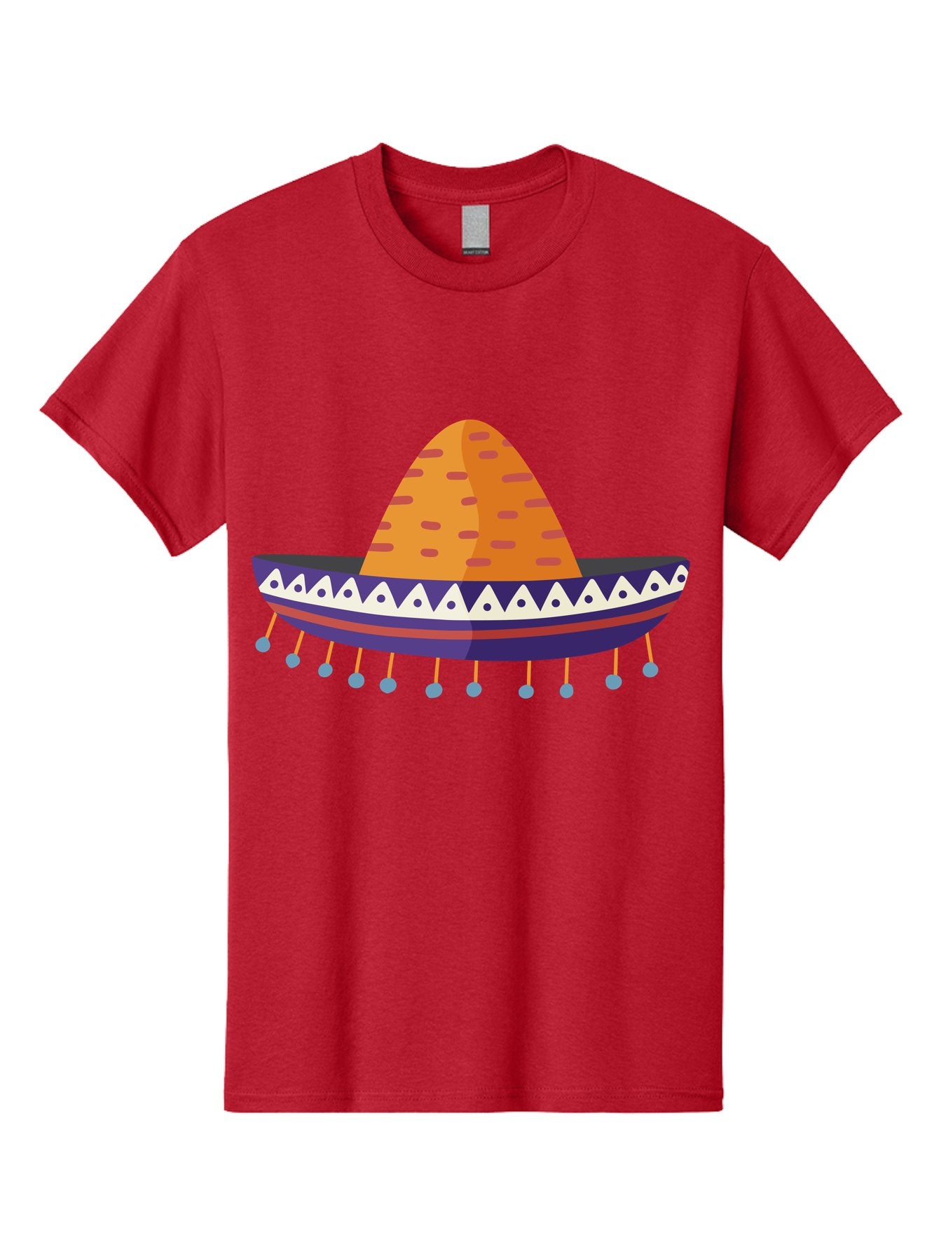 Sombrero-1 Men'S Graphic Tee, 100% Cotton, Comfortable Casual Summer Wear, Machine Washable, Traditional Mexican Hat, Vibrant Colors, Festive Atmosphere, Cultural Heritage, Colorful Tassels, Decorative Design, Latin American Style, Aad756 15