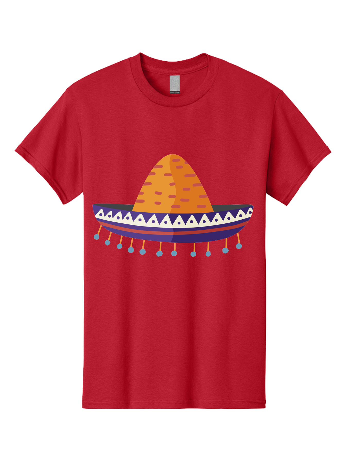 Sombrero-1 Men'S Graphic Tee, 100% Cotton, Comfortable Casual Summer Wear, Machine Washable, Traditional Mexican Hat, Vibrant Colors, Festive Atmosphere, Cultural Heritage, Colorful Tassels, Decorative Design, Latin American Style, Aad756
