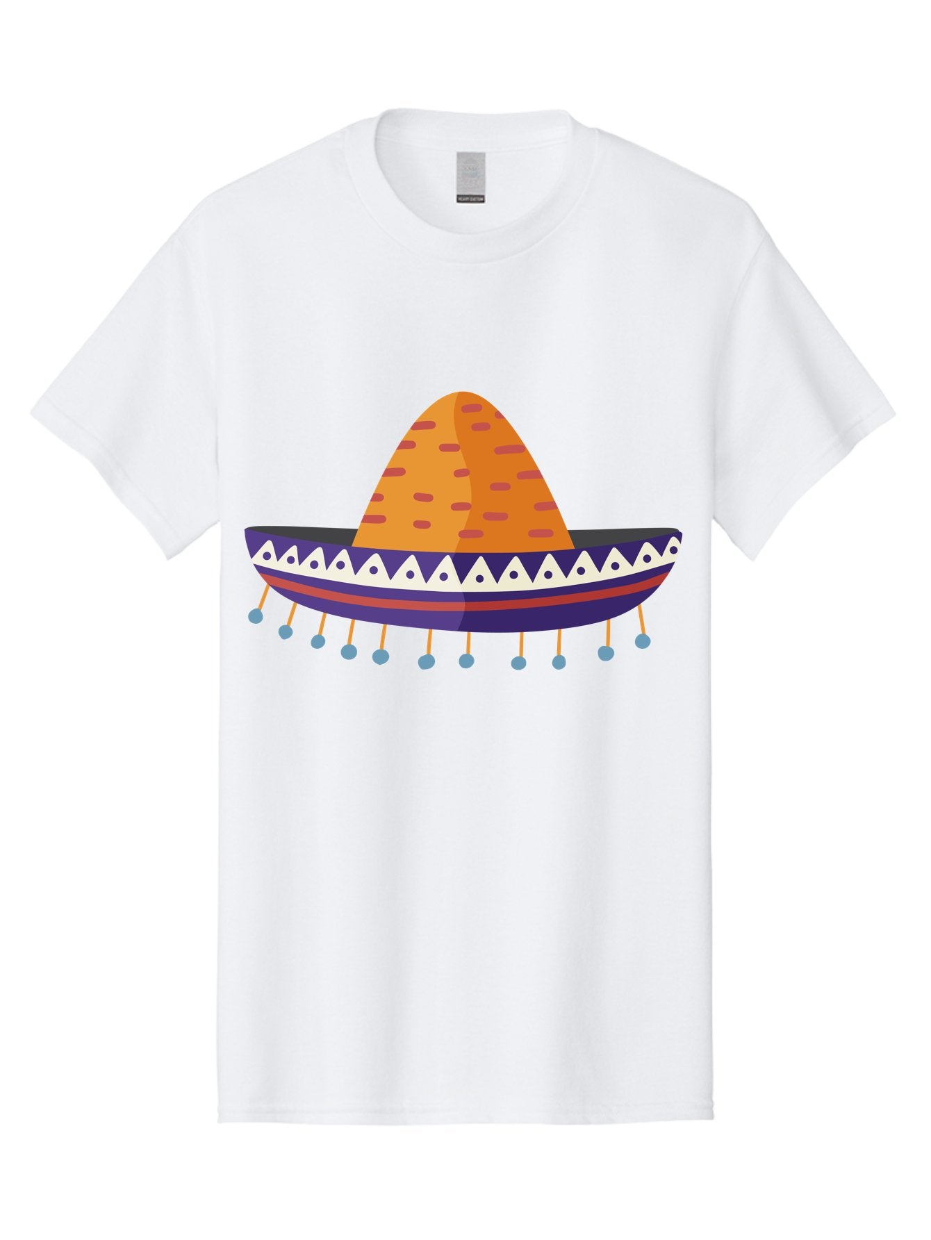 Sombrero-1 Men'S Graphic Tee, 100% Cotton, Comfortable Casual Summer Wear, Machine Washable, Traditional Mexican Hat, Vibrant Colors, Festive Atmosphere, Cultural Heritage, Colorful Tassels, Decorative Design, Latin American Style, Aad756 14