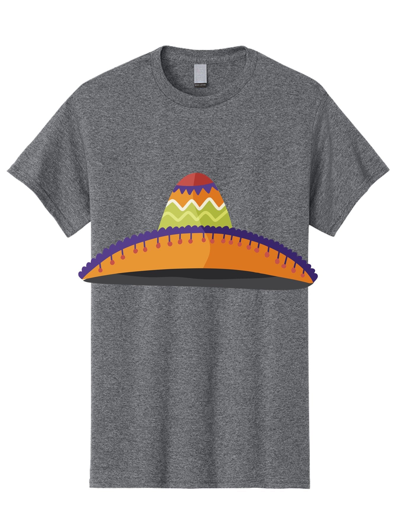 Sombrero-2 Men'S Graphic Tee, 100% Cotton, Comfortable Casual Summer Wear, Machine Washable, Traditional Mexican Hat, Vibrant Colors, Festive Fashion, Cultural Heritage, Stylish Accessory, Brimmed Hat, Colorful Design Aad757 15