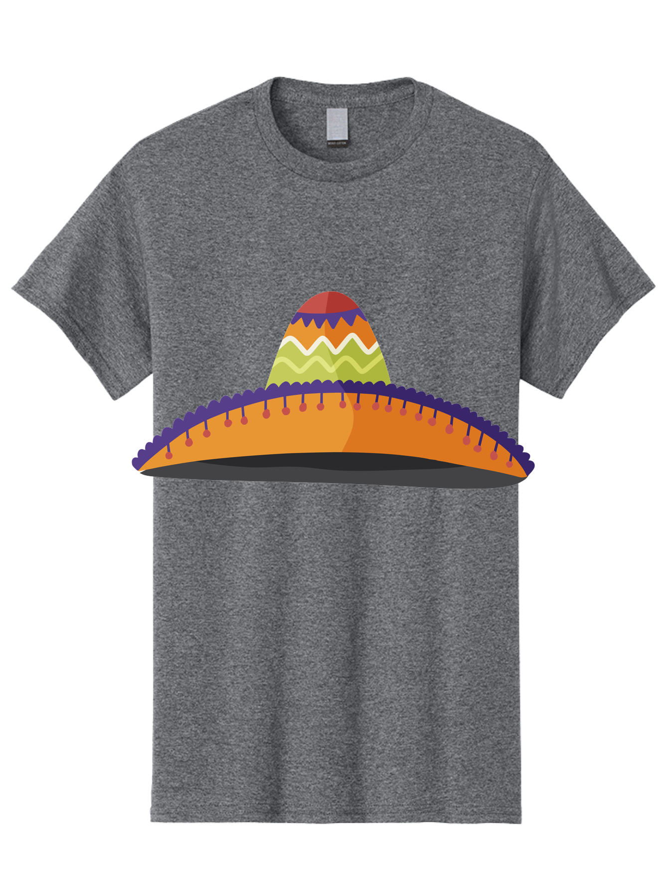 Sombrero-2 Men'S Graphic Tee, 100% Cotton, Comfortable Casual Summer Wear, Machine Washable, Traditional Mexican Hat, Vibrant Colors, Festive Fashion, Cultural Heritage, Stylish Accessory, Brimmed Hat, Colorful Design Aad757