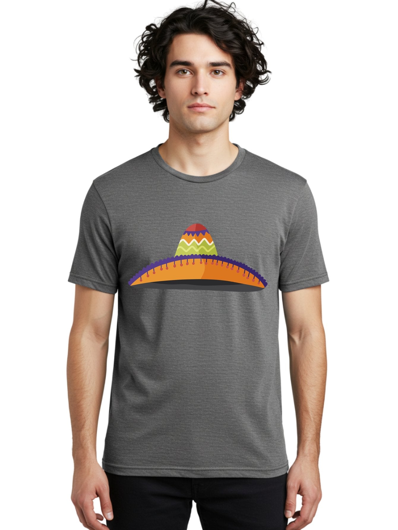 Sombrero-2 Men'S Graphic Tee, 100% Cotton, Comfortable Casual Summer Wear, Machine Washable, Traditional Mexican Hat, Vibrant Colors, Festive Fashion, Cultural Heritage, Stylish Accessory, Brimmed Hat, Colorful Design Aad757 30