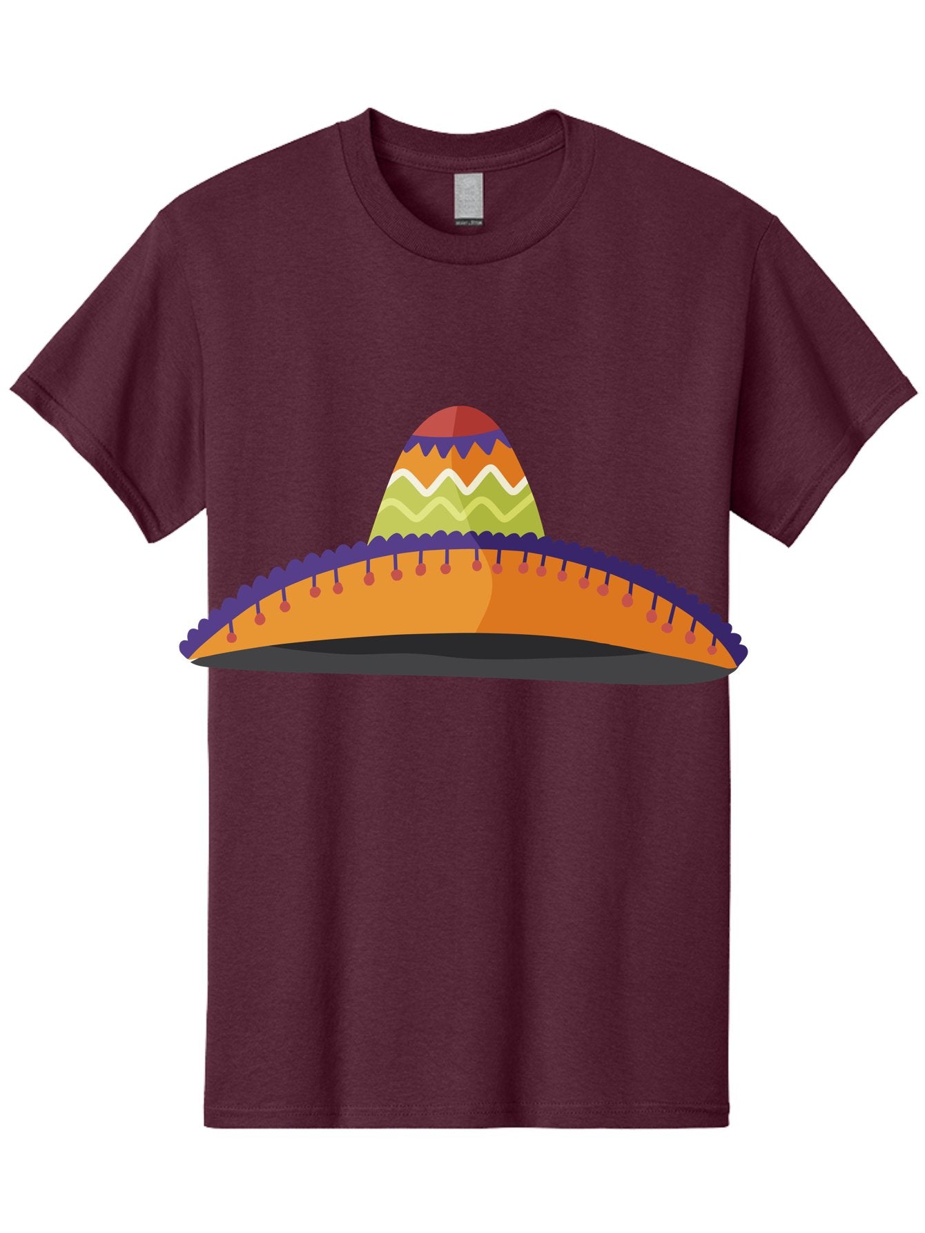 Sombrero-2 Men'S Graphic Tee, 100% Cotton, Comfortable Casual Summer Wear, Machine Washable, Traditional Mexican Hat, Vibrant Colors, Festive Fashion, Cultural Heritage, Stylish Accessory, Brimmed Hat, Colorful Design Aad757