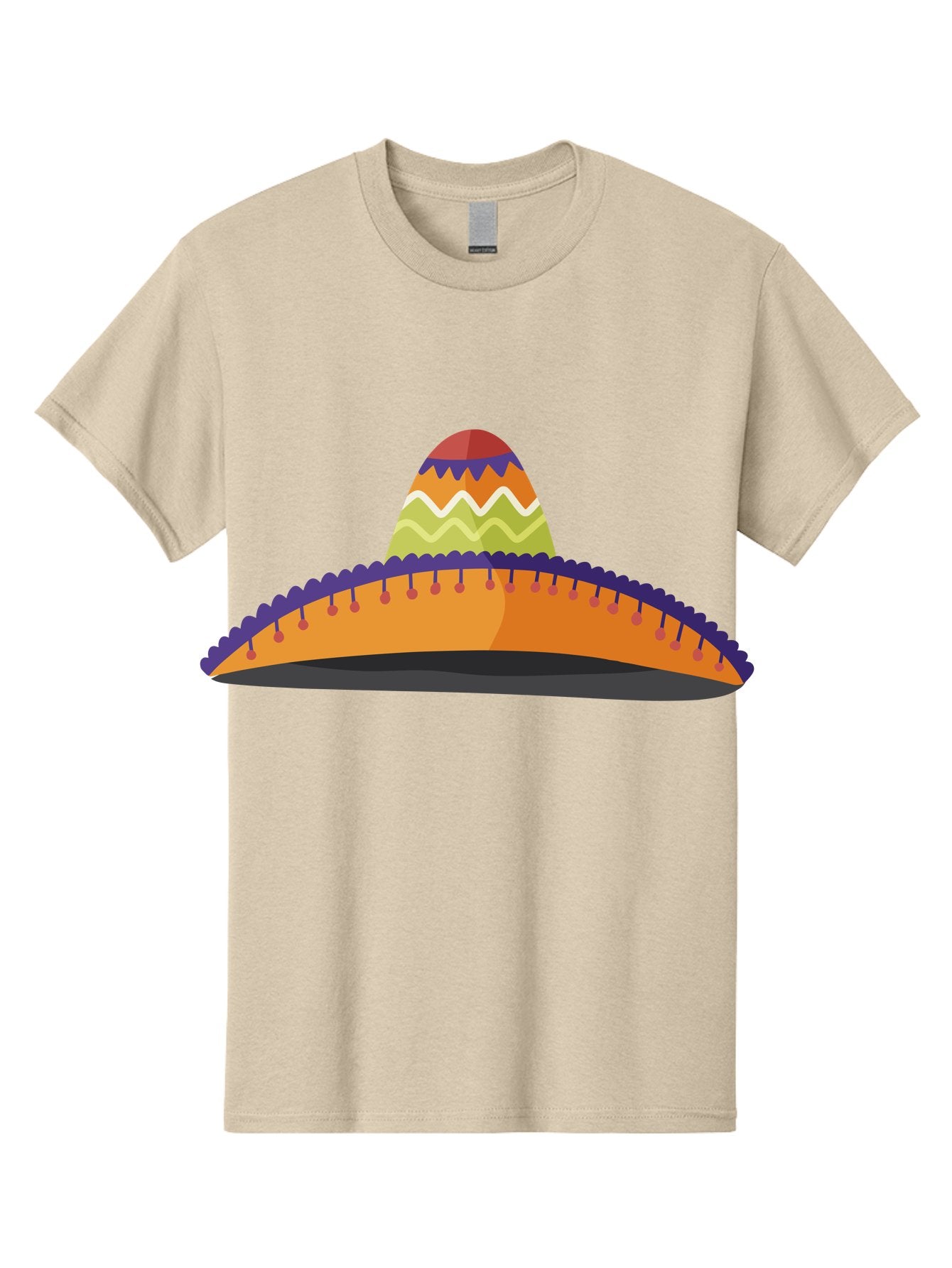 Sombrero-2 Men'S Graphic Tee, 100% Cotton, Comfortable Casual Summer Wear, Machine Washable, Traditional Mexican Hat, Vibrant Colors, Festive Fashion, Cultural Heritage, Stylish Accessory, Brimmed Hat, Colorful Design Aad757 7