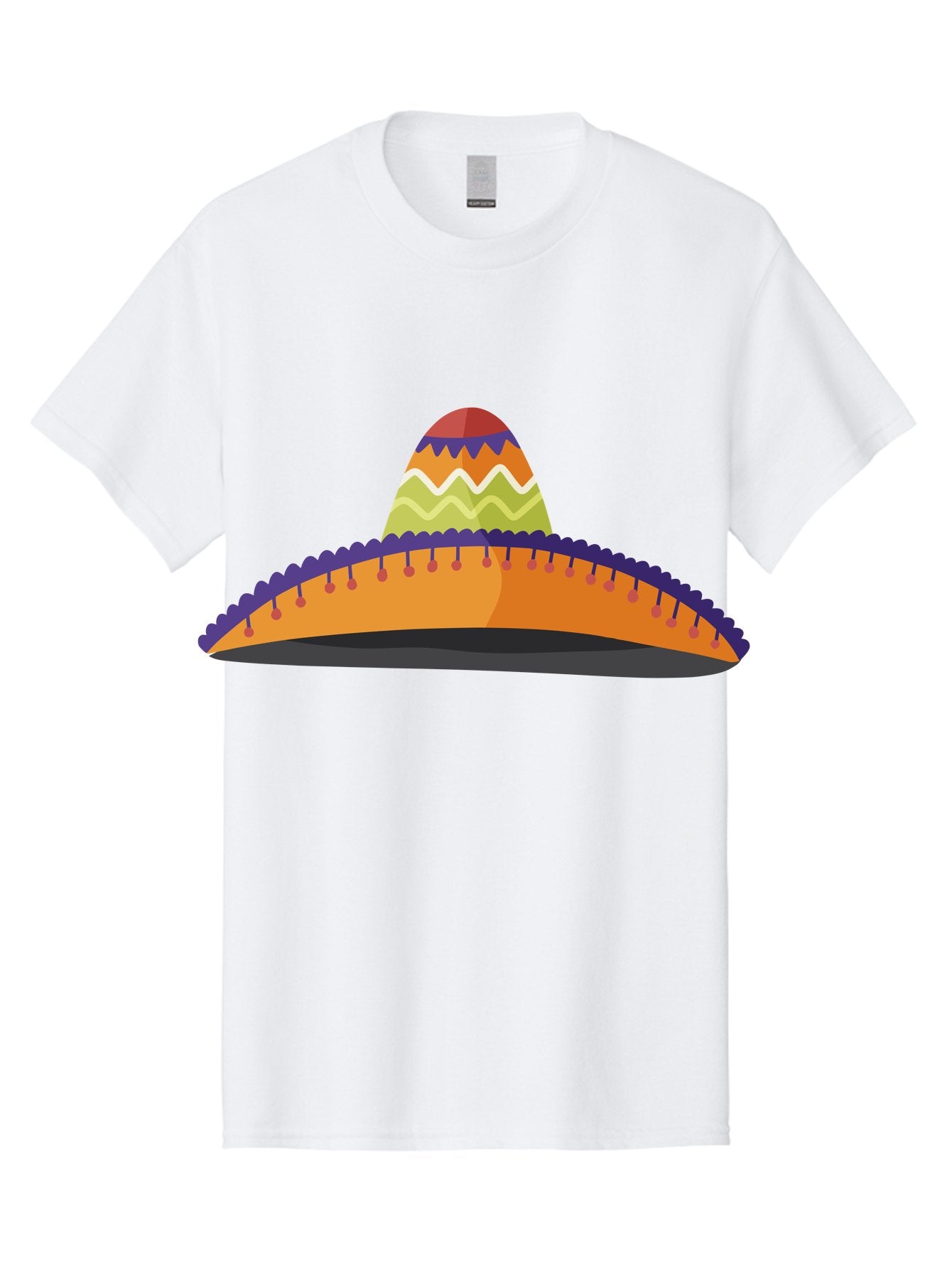 Sombrero-2 Men'S Graphic Tee, 100% Cotton, Comfortable Casual Summer Wear, Machine Washable, Traditional Mexican Hat, Vibrant Colors, Festive Fashion, Cultural Heritage, Stylish Accessory, Brimmed Hat, Colorful Design Aad757 4