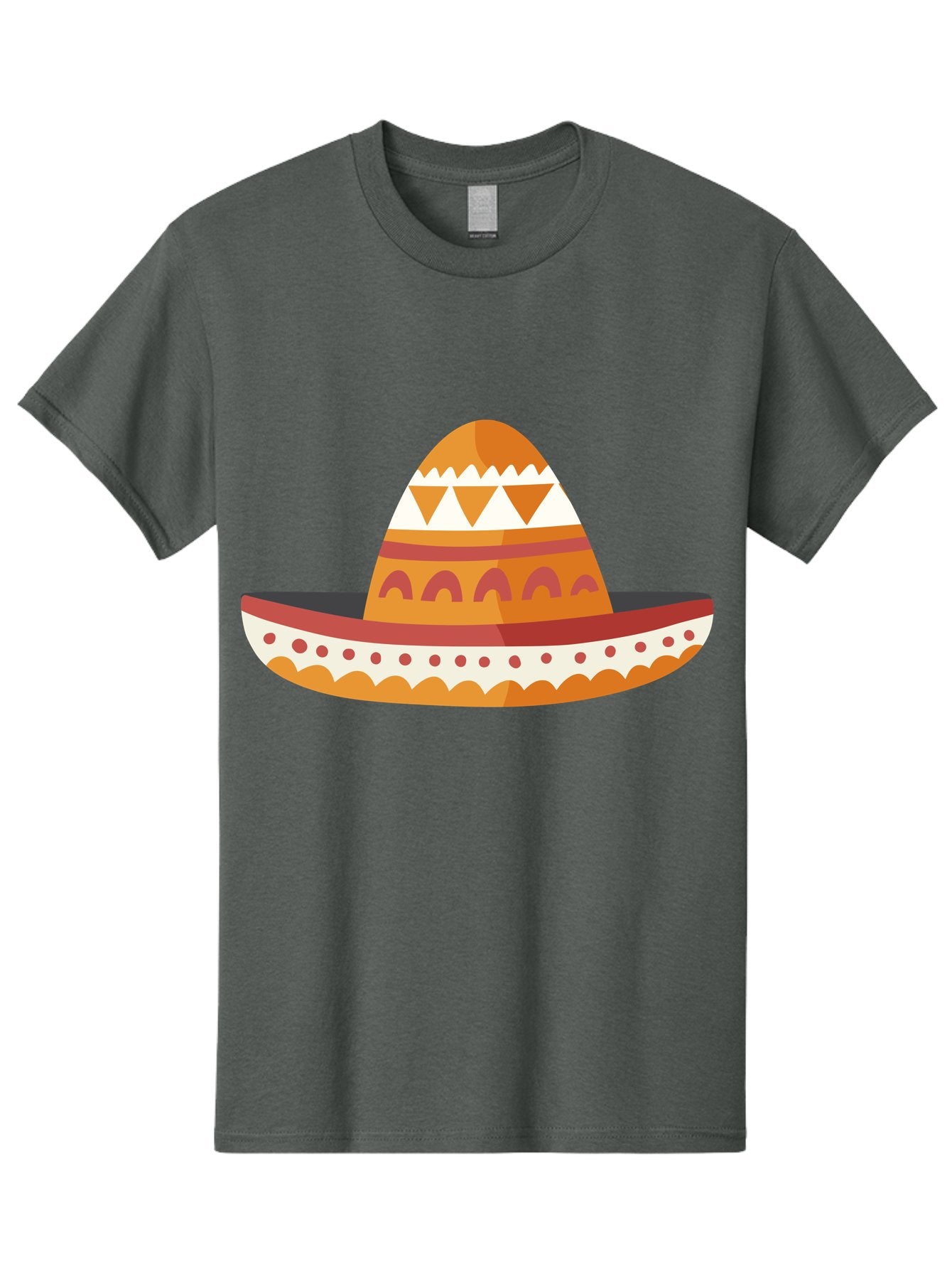 Sombrero-3 Men'S Graphic Tee, 100% Cotton, Comfortable Casual Summer Wear, Machine Washable, Traditional Mexican Hat, Vibrant Colors, Festive Atmosphere, Cultural Heritage, Orange And Red Stripes, White Accents, Decorative Patterns, Aad758 6