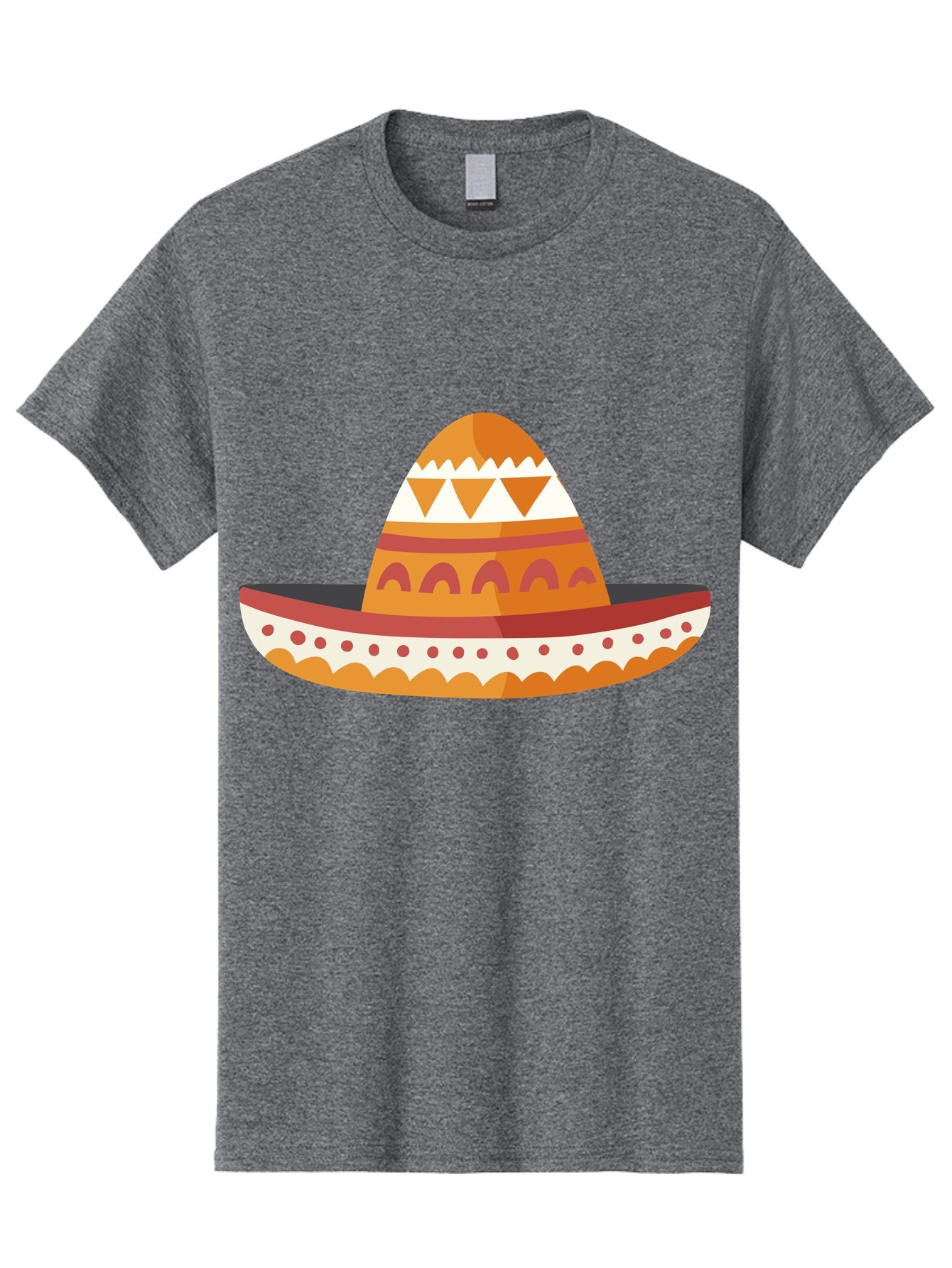 Sombrero-3 Men'S Graphic Tee, 100% Cotton, Comfortable Casual Summer Wear, Machine Washable, Traditional Mexican Hat, Vibrant Colors, Festive Atmosphere, Cultural Heritage, Orange And Red Stripes, White Accents, Decorative Patterns, Aad758 3