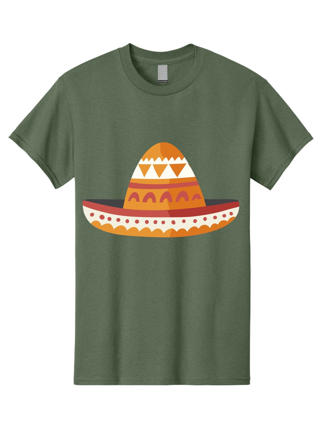 Sombrero-3 Men'S Graphic Tee, 100% Cotton, Comfortable Casual Summer Wear, Machine Washable, Traditional Mexican Hat, Vibrant Colors, Festive Atmosphere, Cultural Heritage, Orange And Red Stripes, White Accents, Decorative Patterns, Aad758 10