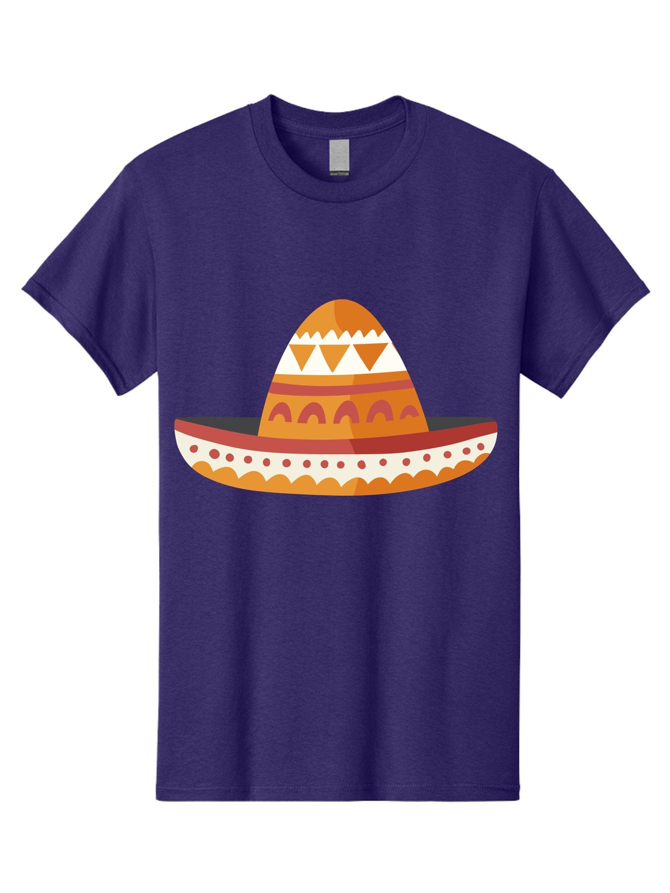 Sombrero-3 Men'S Graphic Tee, 100% Cotton, Comfortable Casual Summer Wear, Machine Washable, Traditional Mexican Hat, Vibrant Colors, Festive Atmosphere, Cultural Heritage, Orange And Red Stripes, White Accents, Decorative Patterns, Aad758 11