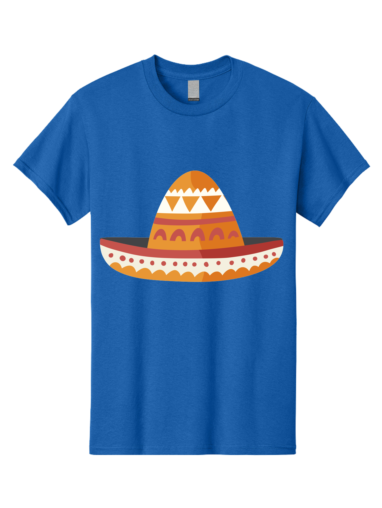 Sombrero-3 Men'S Graphic Tee, 100% Cotton, Comfortable Casual Summer Wear, Machine Washable, Traditional Mexican Hat, Vibrant Colors, Festive Atmosphere, Cultural Heritage, Orange And Red Stripes, White Accents, Decorative Patterns, Aad758