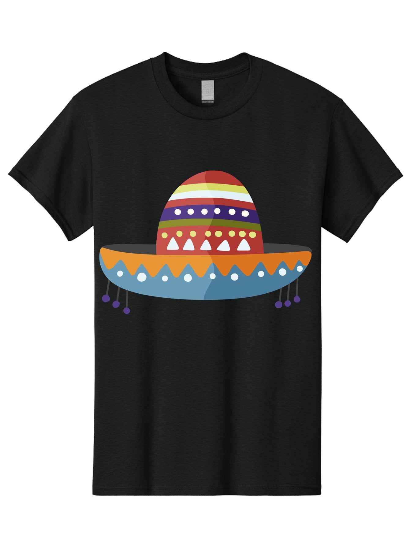 Sombrero Men'S Graphic Tee, 100% Cotton, Comfortable Casual Summer Wear, Machine Washable, Traditional Mexican Hat, Vibrant Colors, Festive Design, Cultural Heritage, Colorful Patterns, Decorative Elements, Fiesta Theme Aad759 15