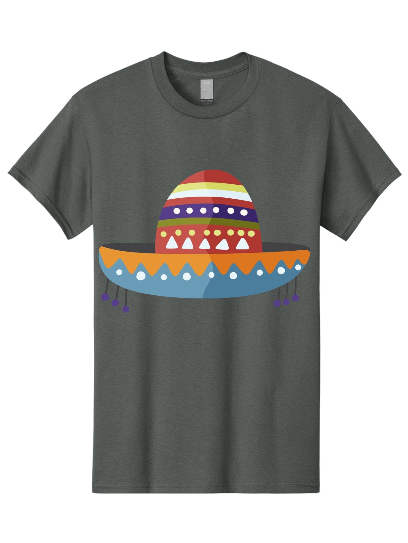 Sombrero Men'S Graphic Tee, 100% Cotton, Comfortable Casual Summer Wear, Machine Washable, Traditional Mexican Hat, Vibrant Colors, Festive Design, Cultural Heritage, Colorful Patterns, Decorative Elements, Fiesta Theme Aad759 3